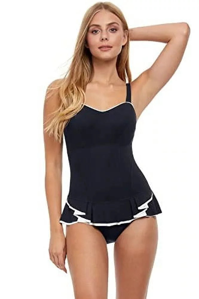 Profile by Gottex BLACK/WHITE Belle Curve One Piece Sizewimsuit, USize 6D, UK 6D