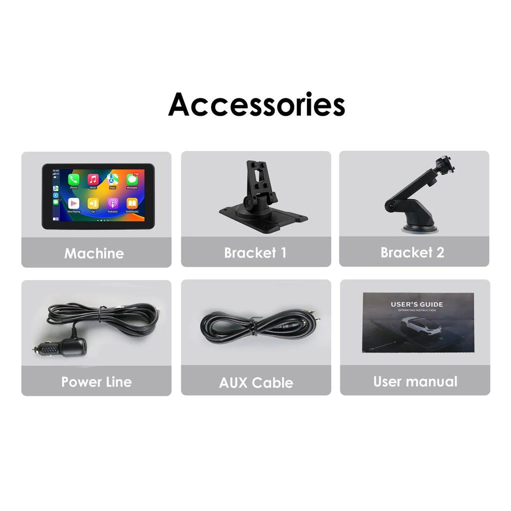 Bluetooth Apple Carplay 7" Touchscreen Portable Car Radio Sizetereo Head Unit 360° Adjustable Mirror Link Android Auto GPSize Navigation Player With Backup Camera