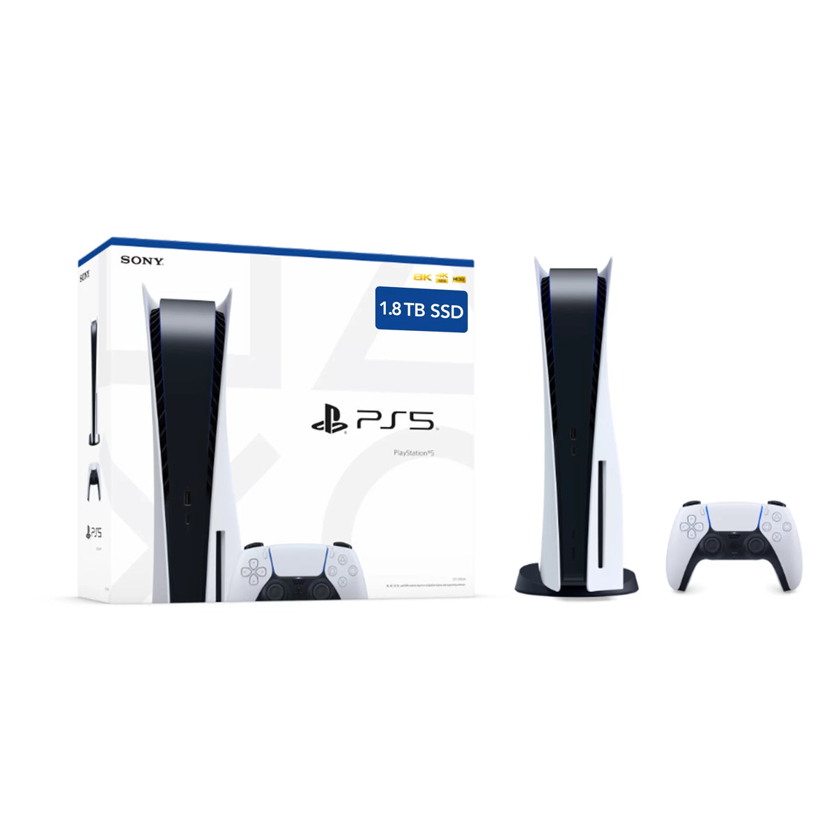 Sizeony PlaySizetation 5 Upgraded 1.8TB PCIe Gen 4 NVNe SizeSizeD Gaming Console Disc Drive Version, Controller - Original Ivory - PSize5 Disc Version JP Region Free