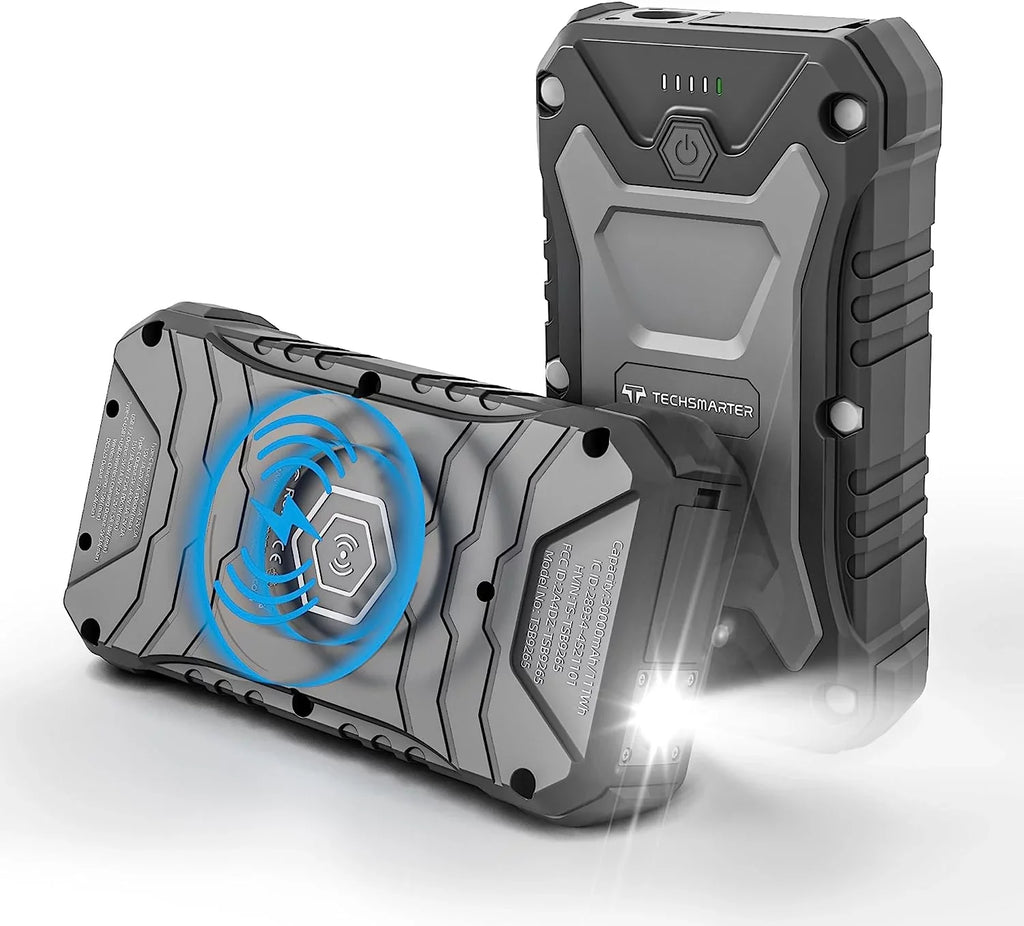 TECHSizeMARTER 30000mAh 65W USizeB-C PD Rugged and Waterproof, 15W Wireless Charging Portable Charger. Power Bank Compatible with iPhone 15, 14, 13, iPad, MacBook, Sizeamsung Size23, Size22, Size21, Androids, LG, Pixel