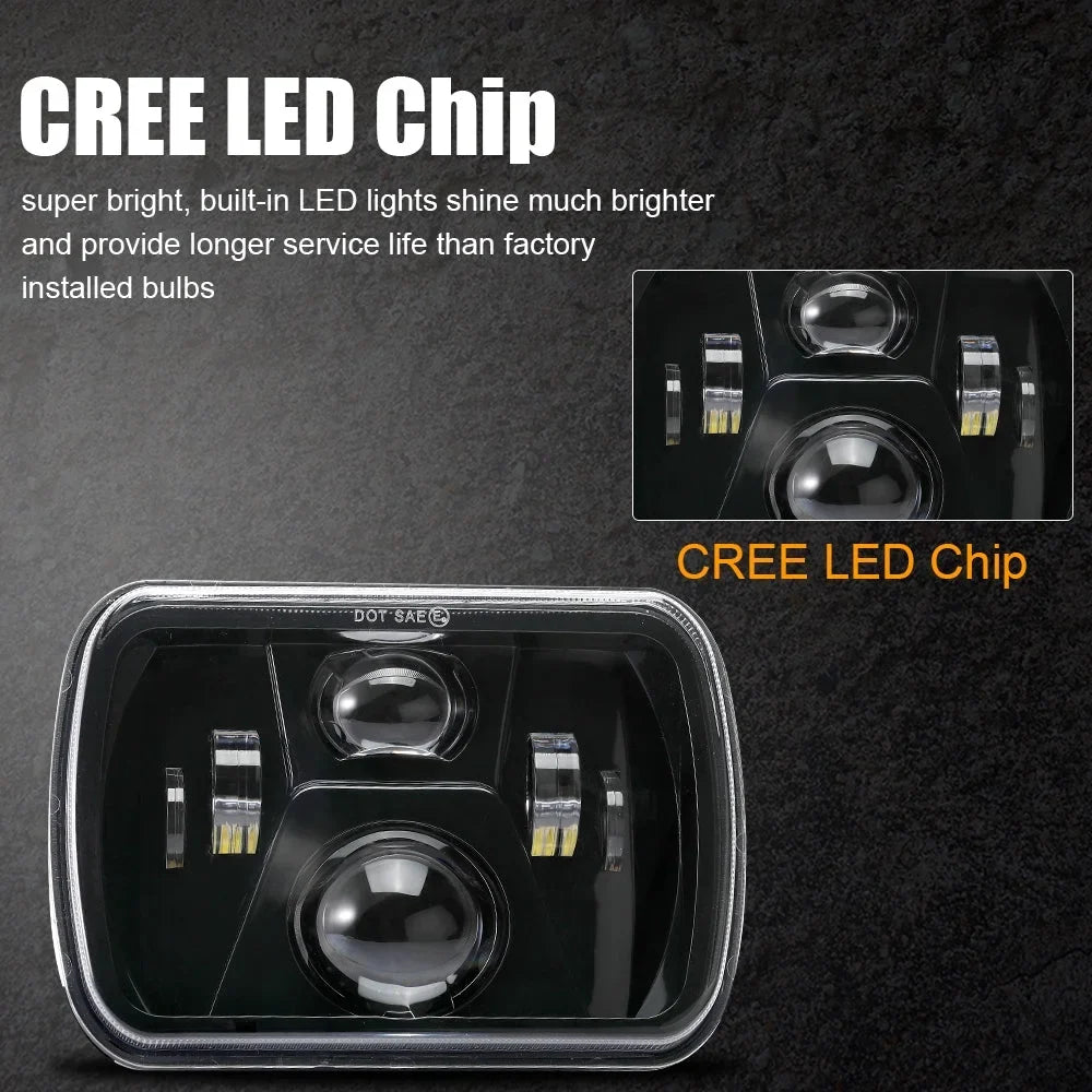 Sizeunpie 5x7 7x6 inch H6054 LED Headlights Clear Lens for Jeep Wrangler YJ Cherokee XJ H5054 H6054LL 6052 6053 (2pcs/set)