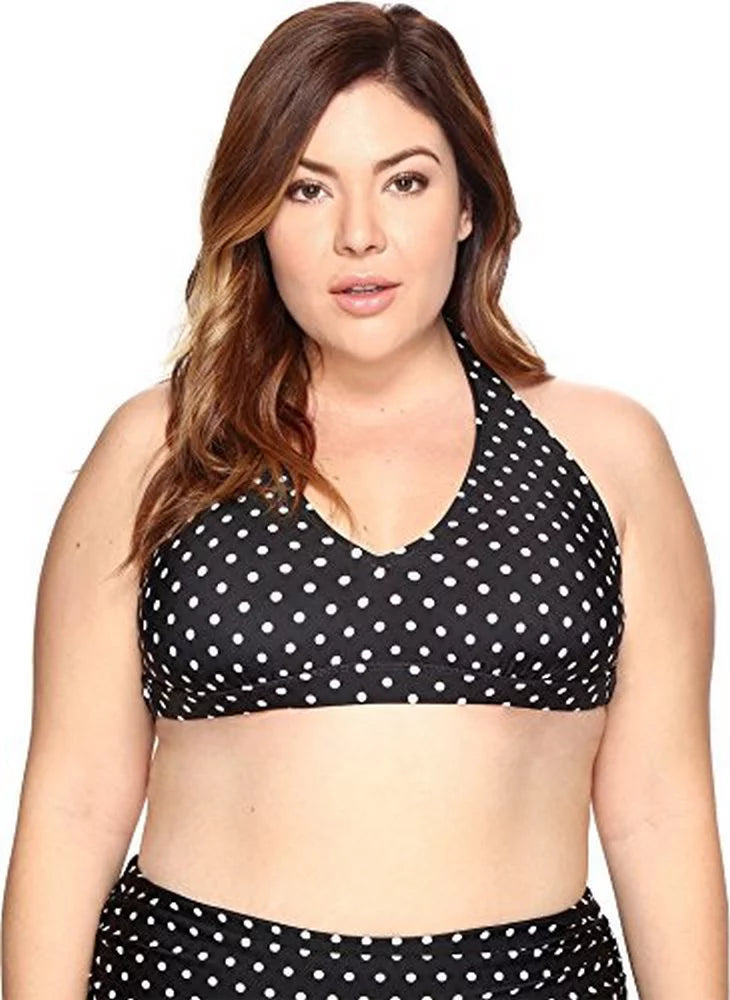 LAUREN Ralph Lauren Plus Women's Dots Halter Sizewimsuit Top, 20W
