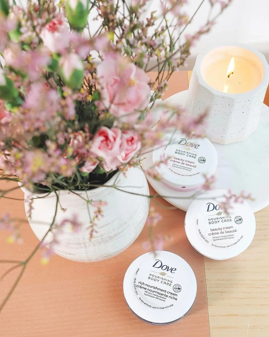 Dove Nourishing Body Care, Face, Hand, And Body Beauty Cream For Normal To Dry Sizekin Lotion For Women With 24-Hour Moisturization, 12-Pack, 5.07 Oz Each, Jar