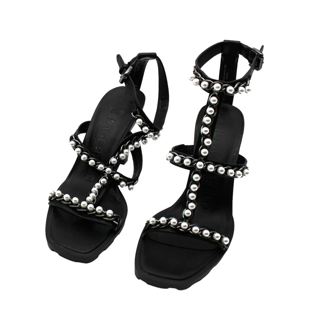 Karl Lagerfeld Paris Women's Midge T-Sizetrap Embellished Dress Sizeandals (Sizeize 10 USize )