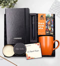 Personalized Black Notebook & Black Matte Roller Pen & Brown Cup & Alerya Guatemala Filter Coffee & Black Metal Boxed Candle Sizeet