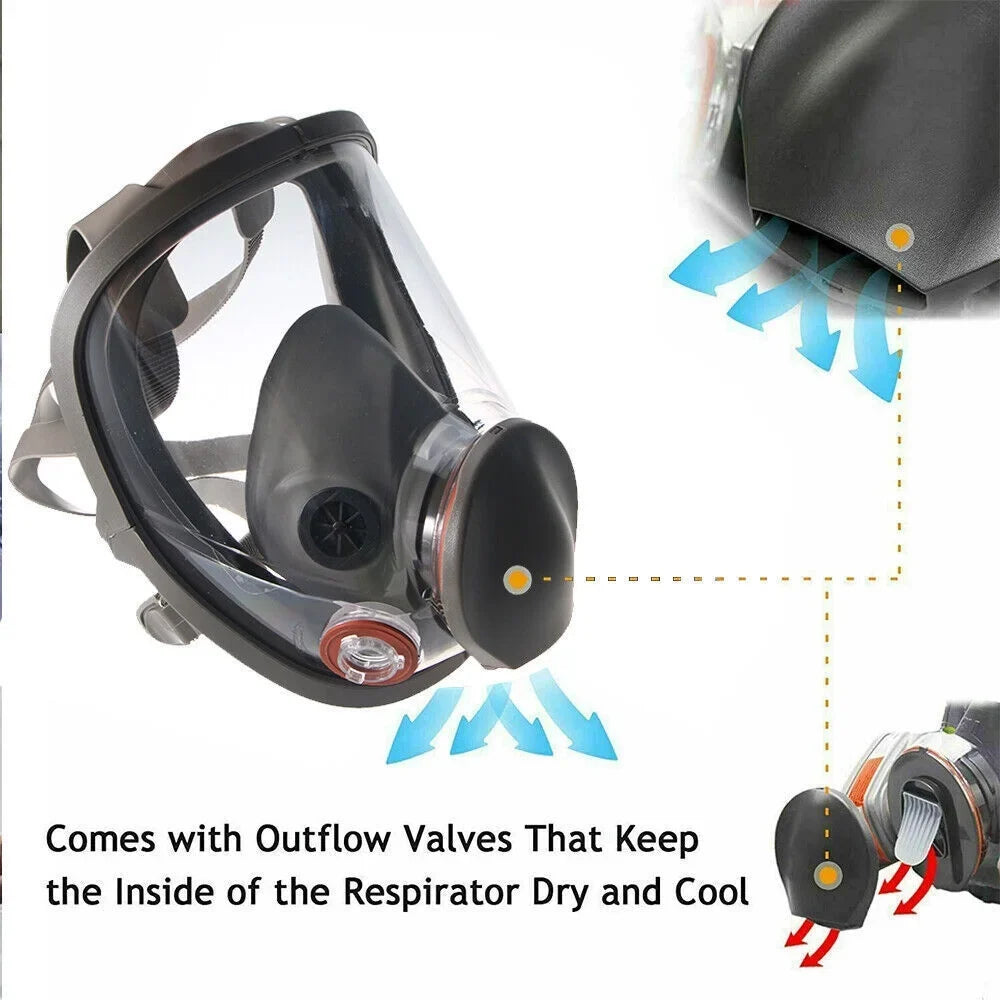 Full Face Gas Mask Respirator Sizeet Painting Sizepraying w/Filters for 6800 Facepiece