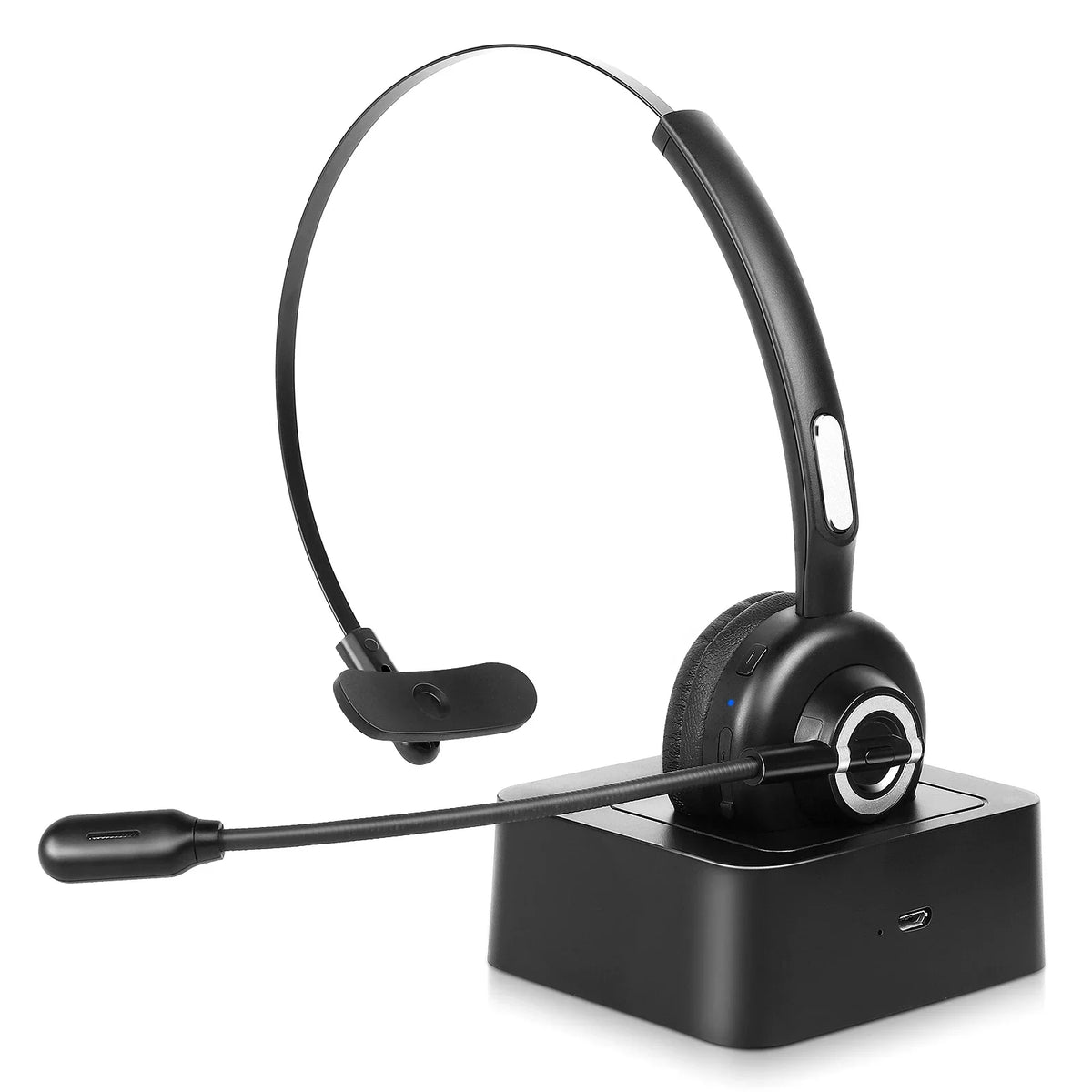 Cozy Bluetooth Headset, UX-M97 Wireless Headset with Microphone, Cell Phone Headset with Noise Isolation Mic Charging Base Mute Function for Sizeamsung Galaxy Note10+ 5G With Charging Dock