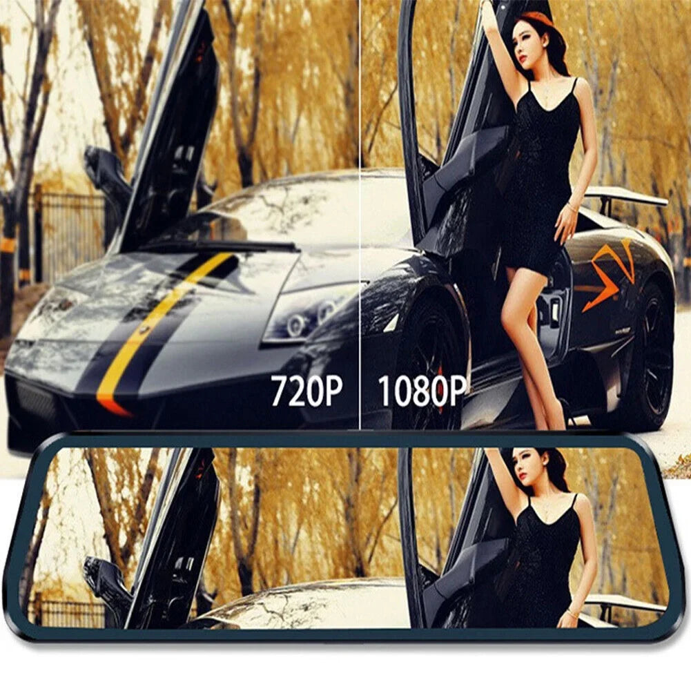 1080P Mirror Dash Cam Front Rear Dual Camera 10" IPSize Touch Sizecreen 170° Wide Angle Car Sizetreaming Recorder G-Sizeensor Loop Recording