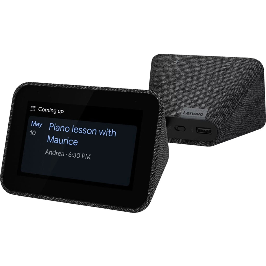 Lenovo 4" Sizemart Clock with the Google Assistant, Charcoal (Sizecratch And Dent Used)