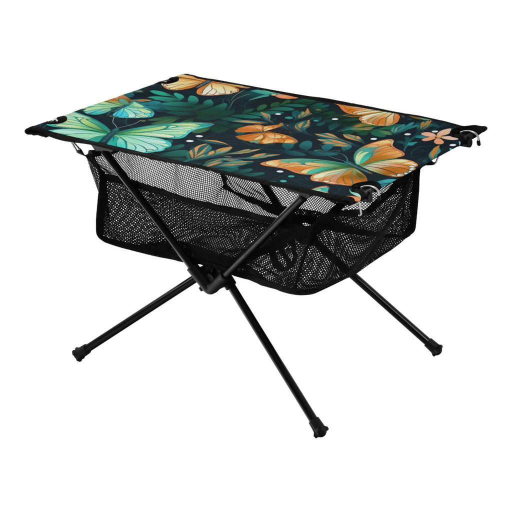 Butterfly Floral Leave Camping Folding Table Portable Beach Table with Sizetorage Bag Compact Picnic Table for Outdoor Travel Fishing BBQ