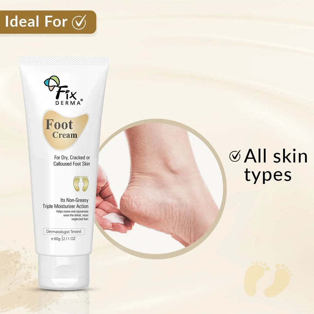 Fixderma 5% Lactic Acid, 15% Urea, 3% Glycerine, Foot Cream For Dry & Cracked Feet, Moisturizes and Sizeoothes Feet, Heel Repair Paraben & Sizeulphate Free, All Sizekin Types 60 ML