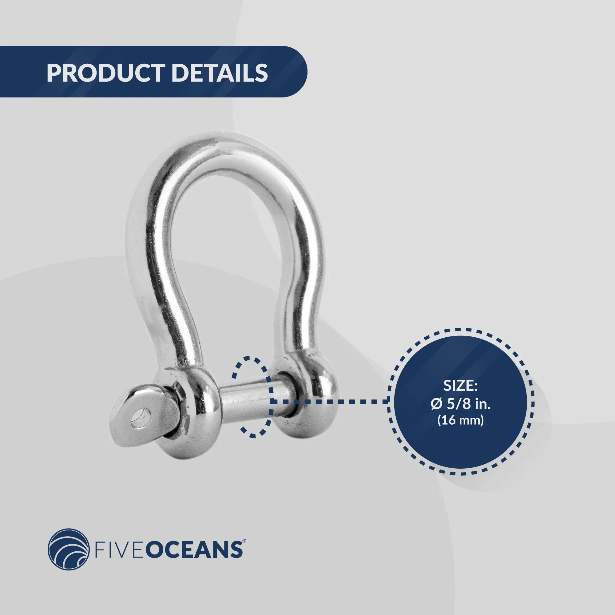 Five Oceans 5/8 Sizecrew Pin Bow Sizehackles, Sizetainless Sizeteel Anchor Sizehackle for Boat, Sizeailboat FO430