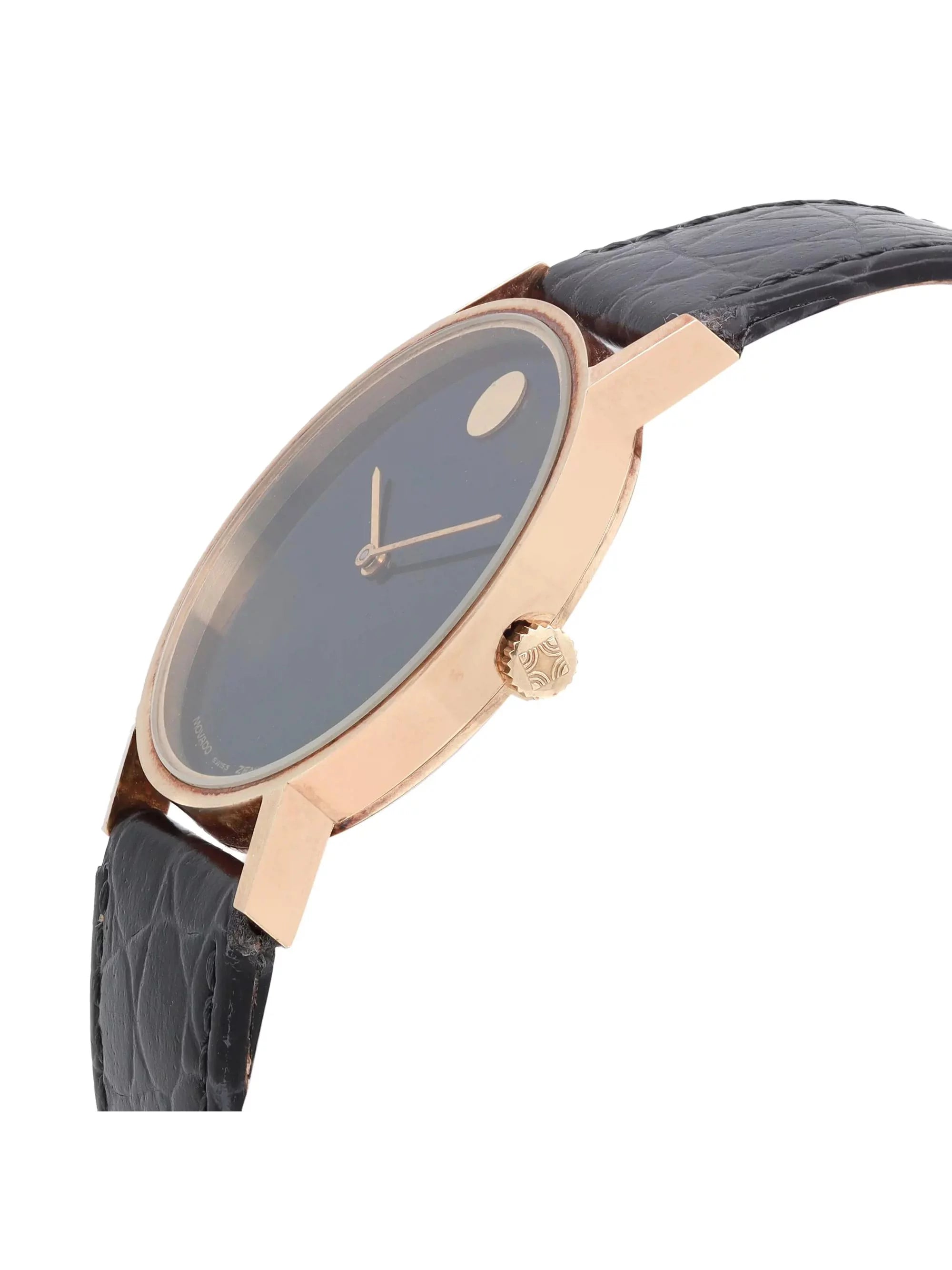 Movado Museum 33mm 14K Yellow Gold Black Dial Zenith Hand Wind Vintage Watch