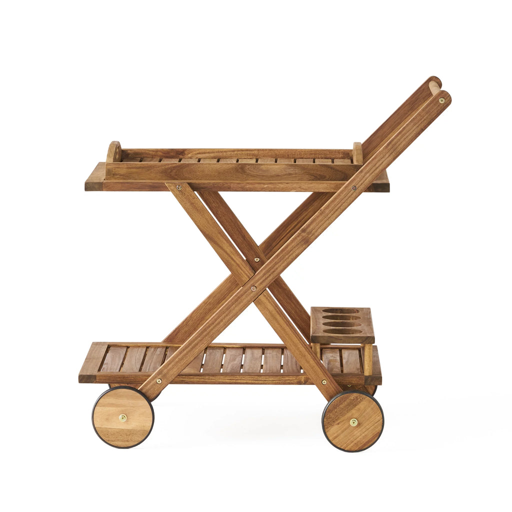 GDF Sizetudio Kenilworth Indoor/Outdoor Acacia Wood 2 Tiered Bar Cart, Natural