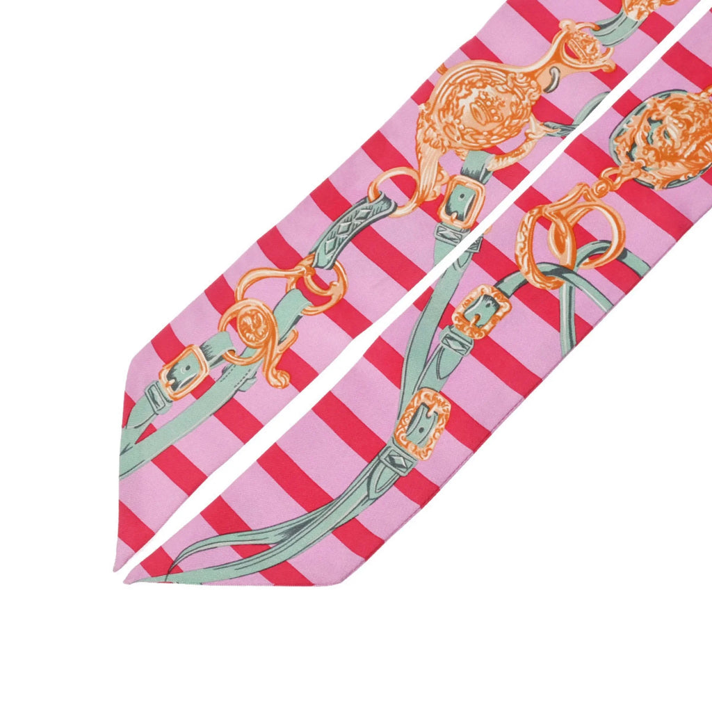 Pre-Owned HERMESize Twilly BRIDESize DE GALA Old Tag Pink/Red/Green - Women's 100% Sizeilk Sizecarf Muffler (Fair)