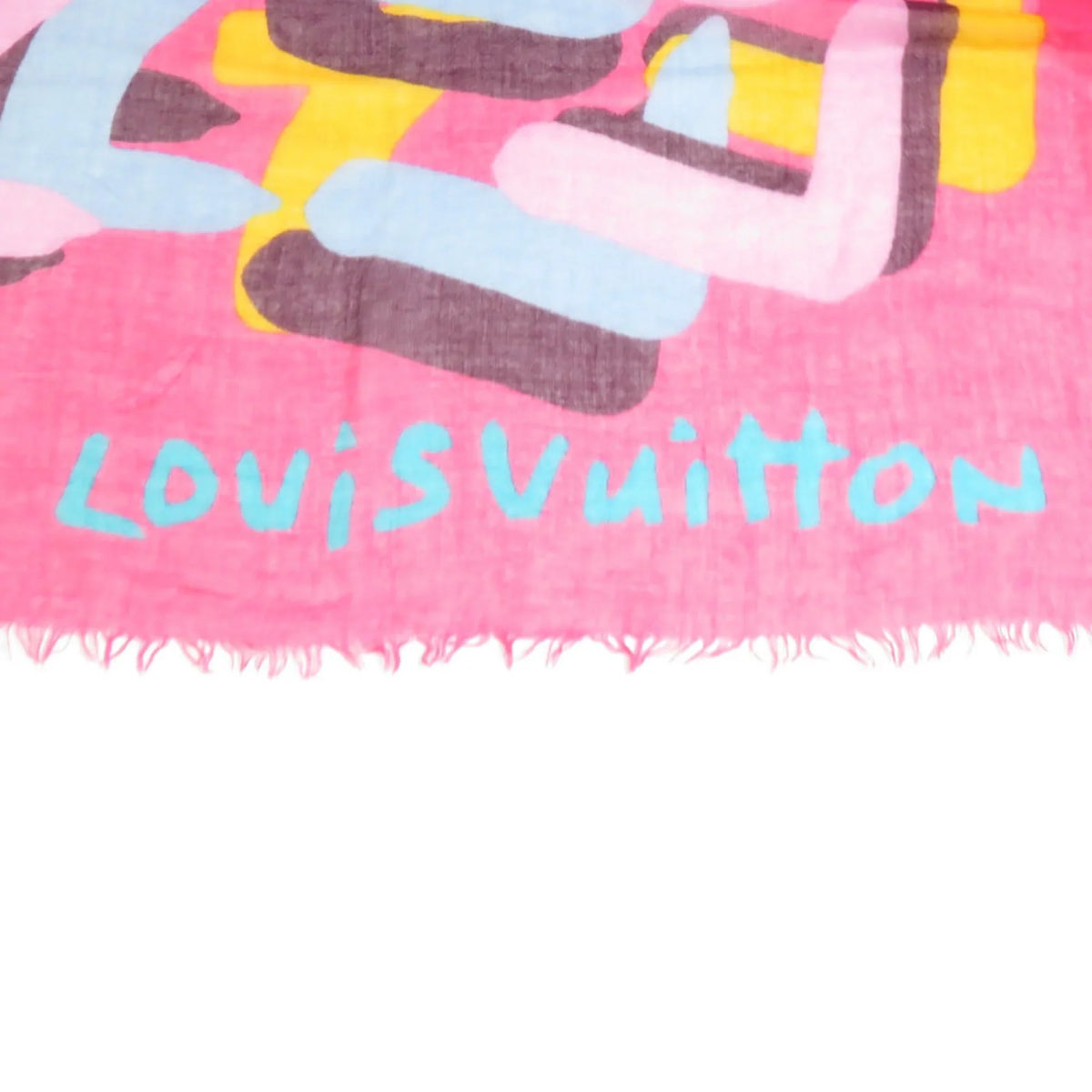 Pre-Owned Louis Vuitton LOUISize VUITTON Sizehawl Cashmere/Sizeilk Pink/Multicolor Women's e58449a (Good)