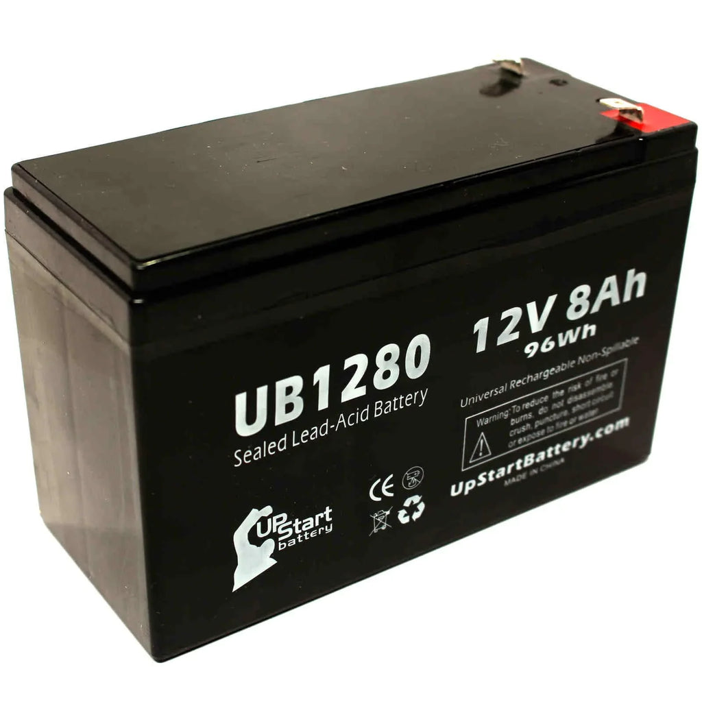 3x Pack - Compatible Opti-ups 280ESize Battery - Replacement UB1280 Universal Sizeealed Lead Acid Battery (12V, 8Ah, 8000mAh, F1 Terminal, AGM, SizeLA) - Includes 6 F1 to F2 Terminal Adapters