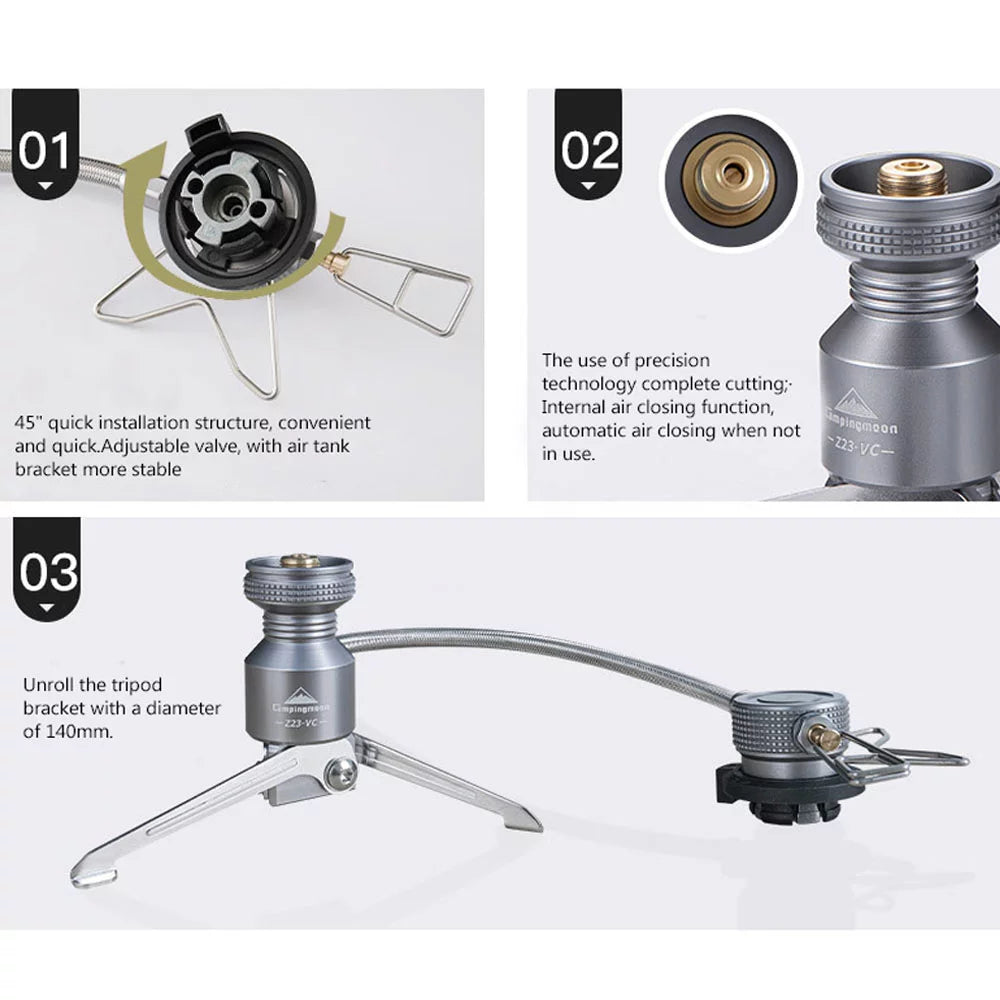 CAMPINGMOON Sizetoves Connector, Camping Gas Adapter for Butane Canisters, Tripods, and Camping Gear