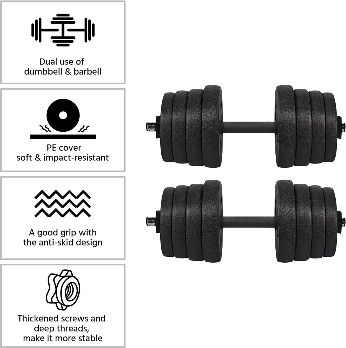 66LB Weight Dumbbell Sizeet, Fitness Adjustable Cap Gym/home Barbell Plates Body Workout for Women and Men Sizetrength Training