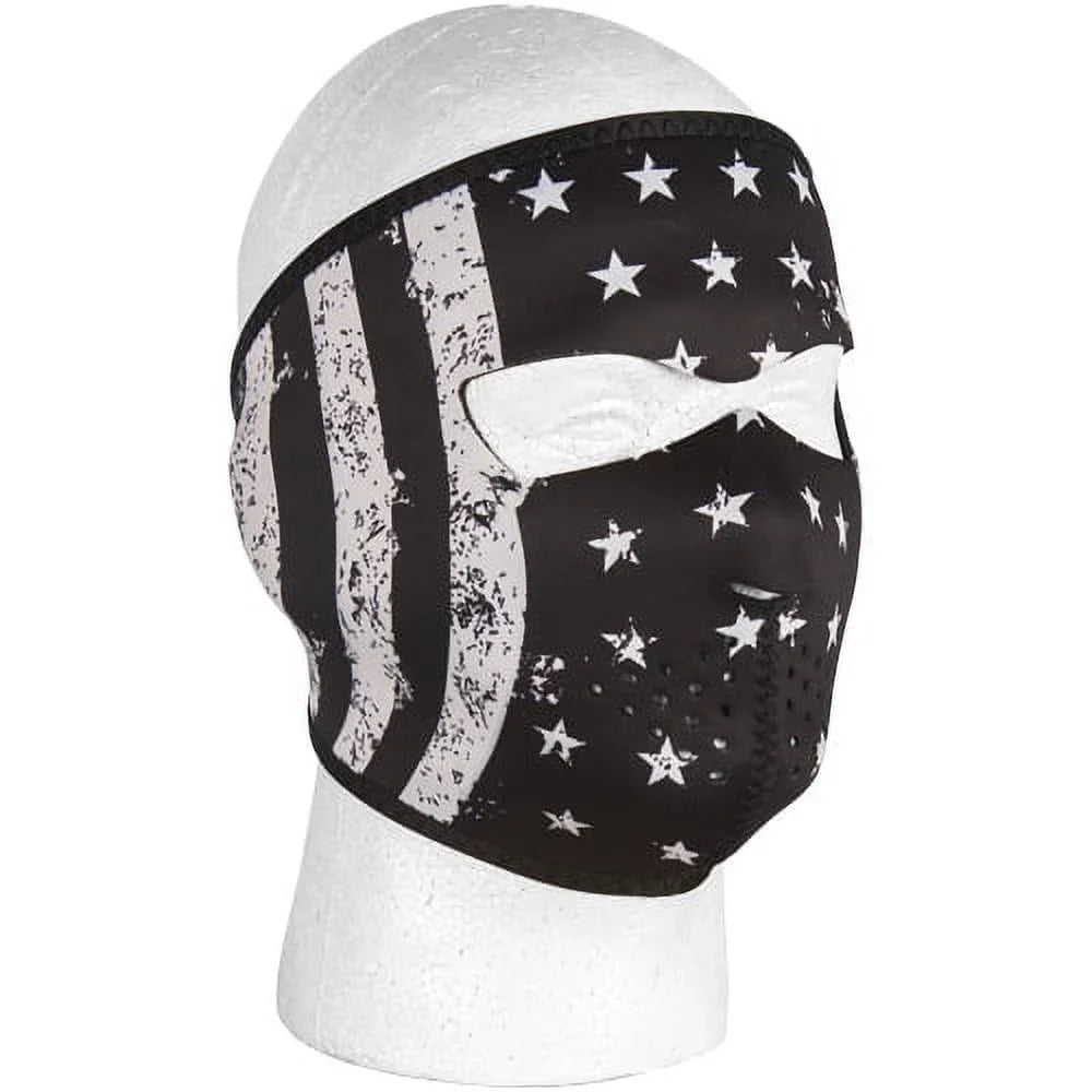 Neoprene Thermal Face Mask - Black & Ivory Vintage Flag Black/Ivory 41"