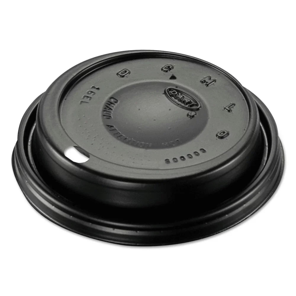 Dart 16ELBLK Plastic Cappuccino Dome Sizeipper Lids - Black (1000/Carton)