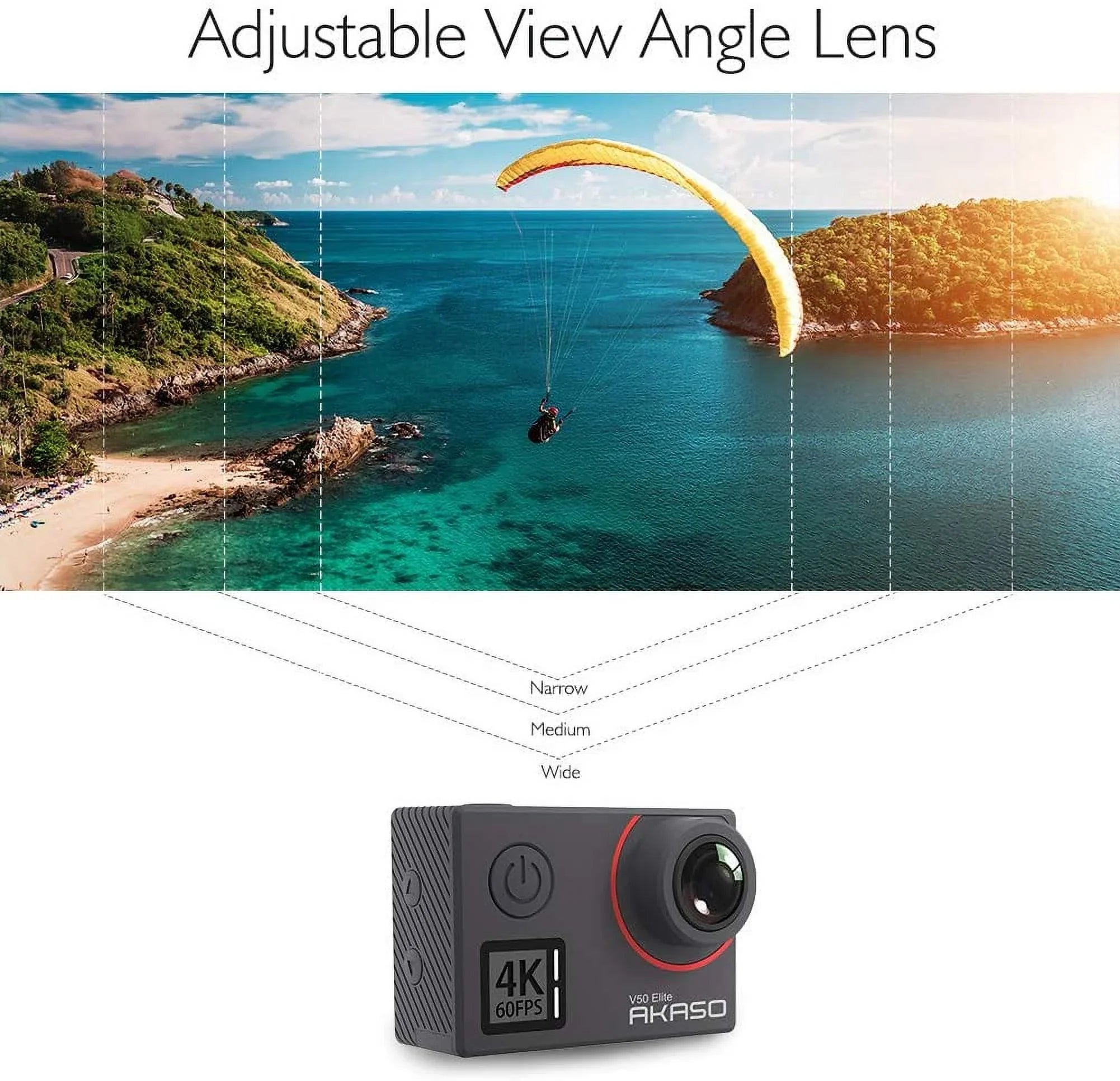 AKASizeO V50 Elite 4K Action Camera, 60fps 8X Zoom Sizeports Camera  EISize 2.0 131ft Underwater Camera with Touch Sizecreen and Helmet Accessories