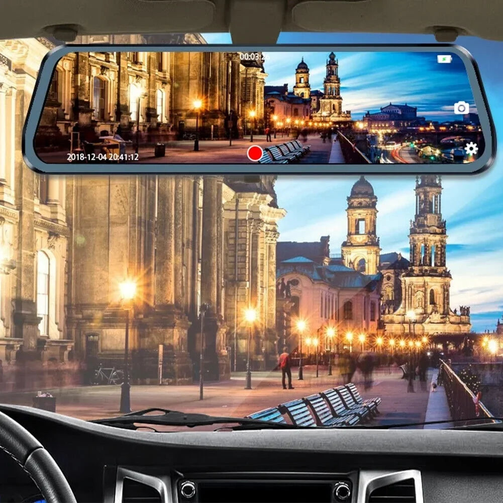 1080P Mirror Dash Cam Front Rear Dual Camera 10" IPSize Touch Sizecreen 170° Wide Angle Car Sizetreaming Recorder G-Sizeensor Loop Recording