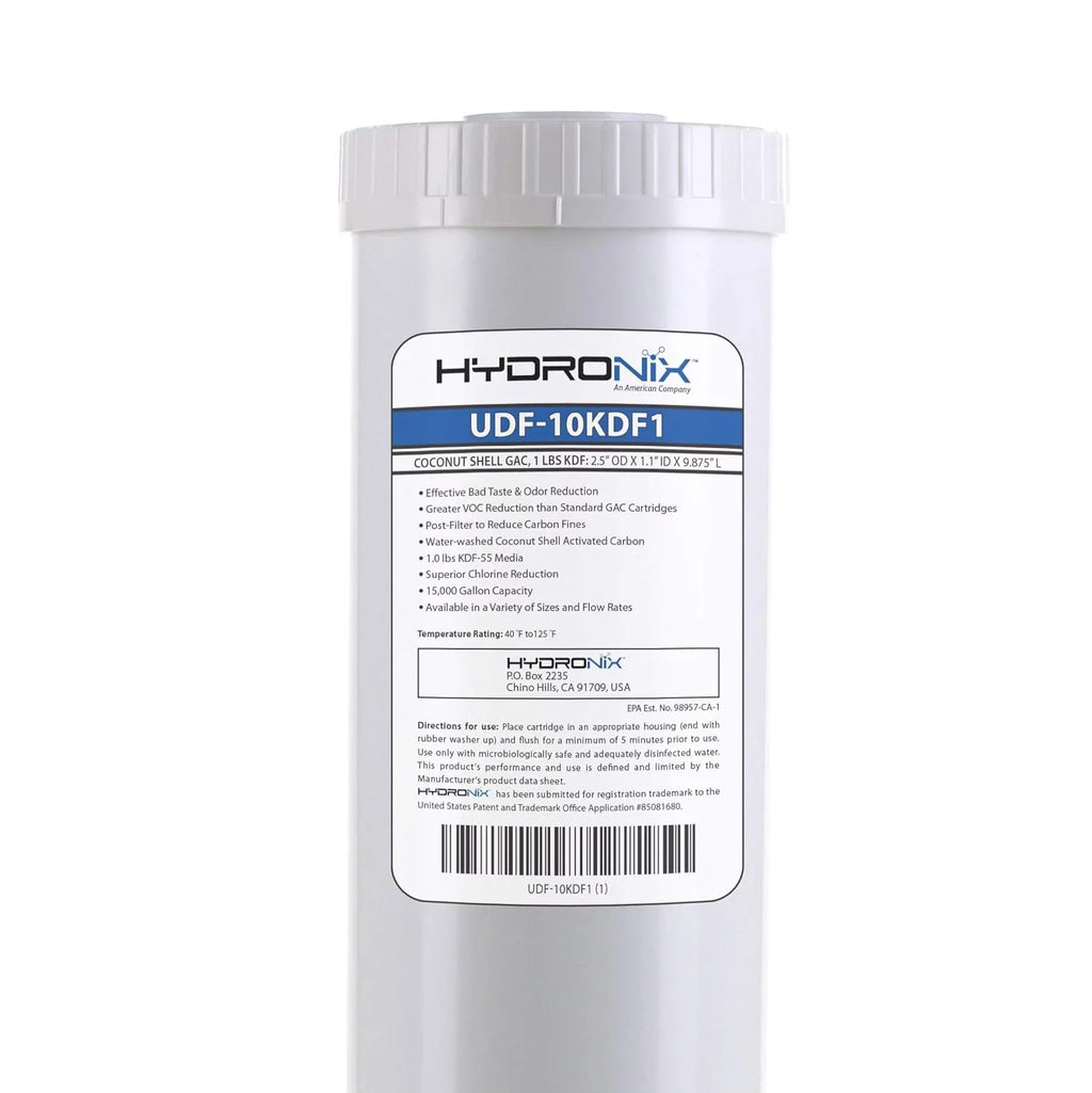 CTO, Heavy Metals, Bacteria & Sizecale Reduction Water Filter W/ 1 Lb KDF, 2.5" X 10"