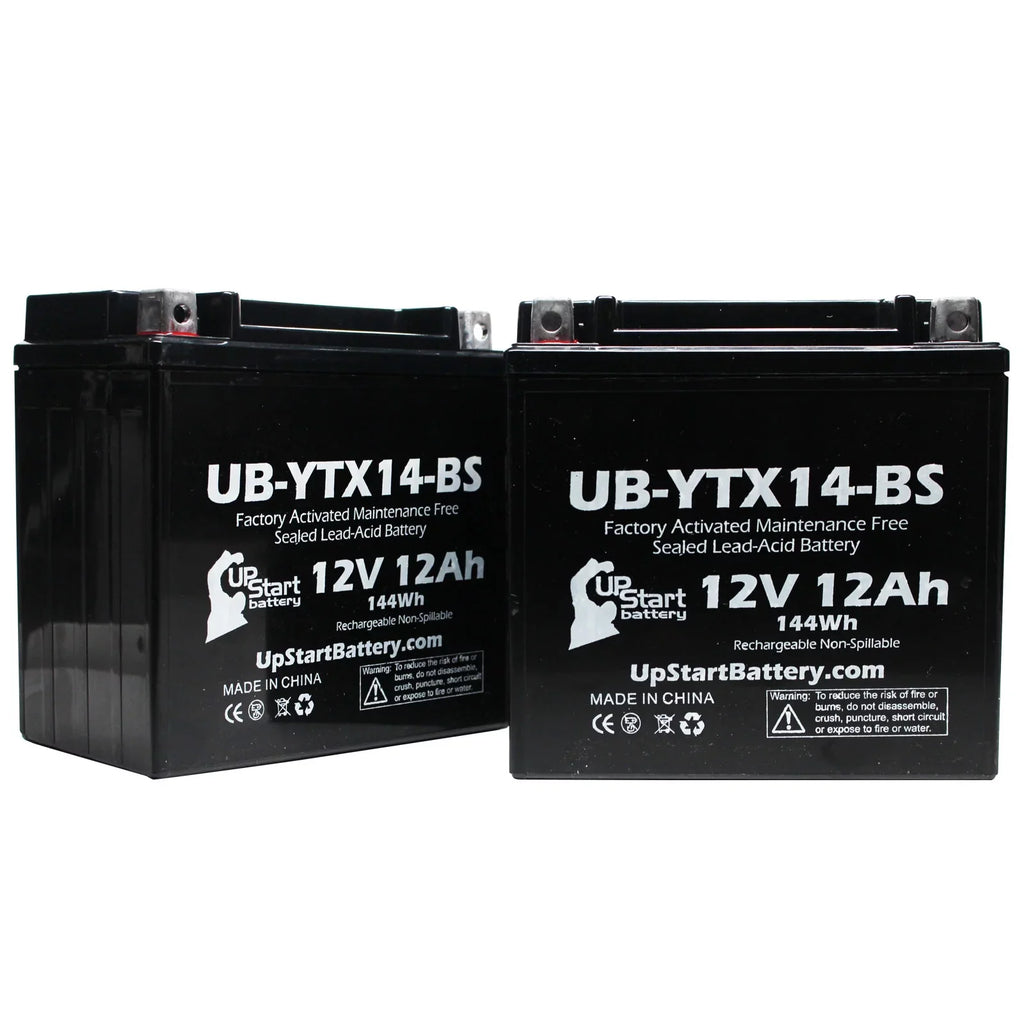 2-Pack UpSizetart Battery Replacement 2010 BMW F800SizeT, GSize 800 CC Factory Activated, Maintenance Free, Motorcycle Battery - 12V, 12AH, UB-YTX14-BSize