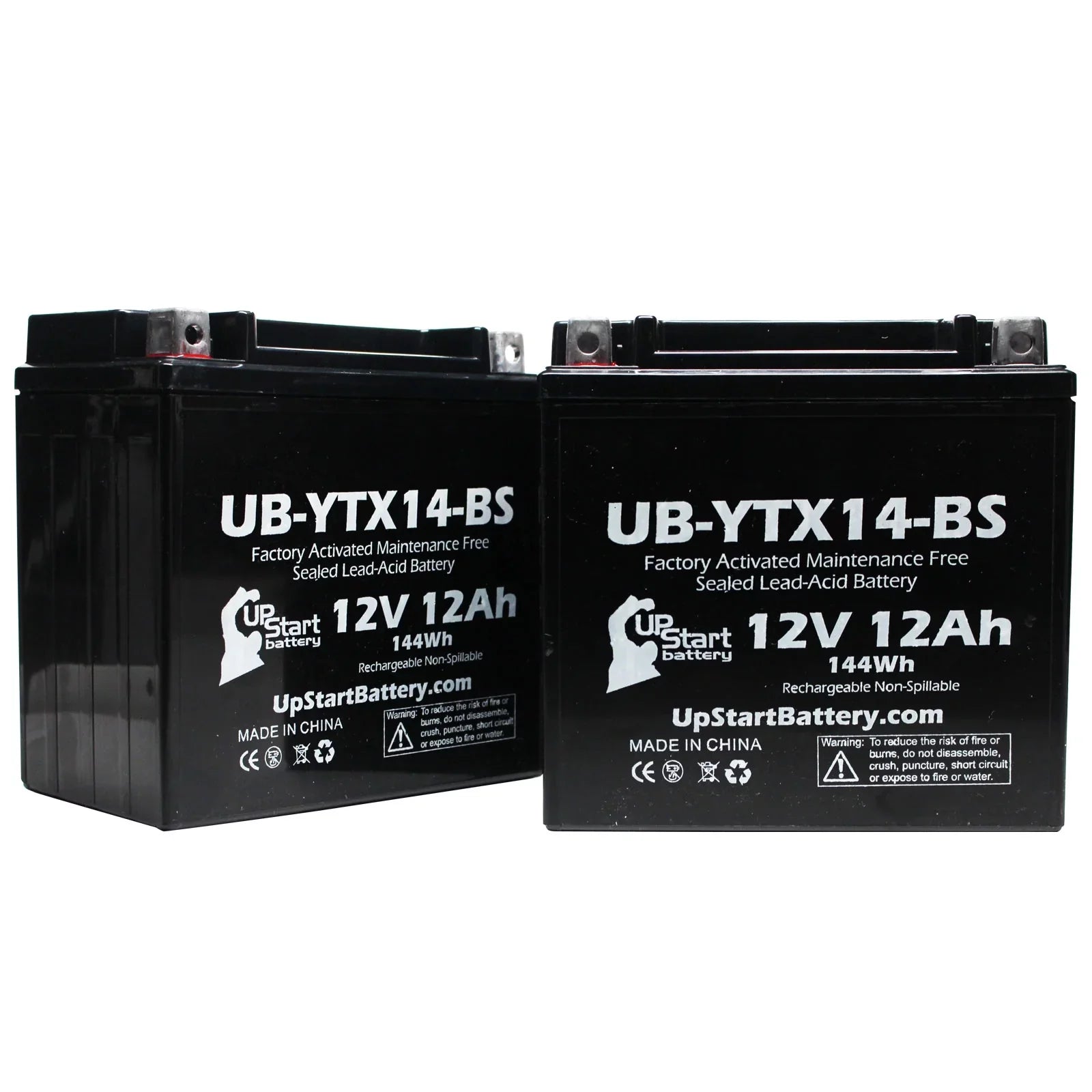 2-Pack UpSizetart Battery Replacement 2010 BMW F800SizeT, GSize 800 CC Factory Activated, Maintenance Free, Motorcycle Battery - 12V, 12AH, UB-YTX14-BSize