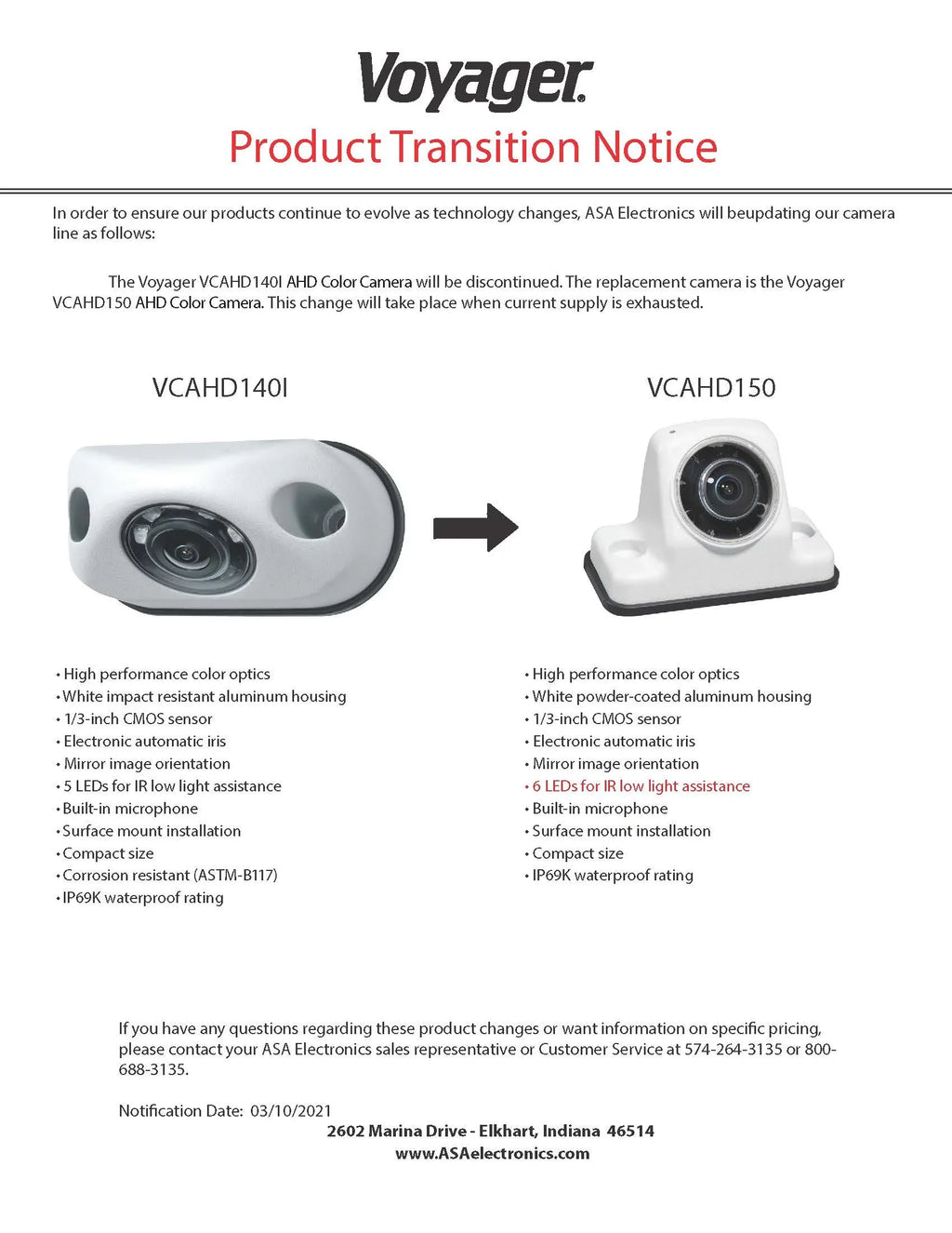 Voyager VCAHD150 Vehicle Sizeurface Mount Heavy Duty AHD Rear Color Camera w/ Night Vision, 160-Degree Viewing Angle, IR LED Low Light Assist, Ivory Impact Resistant Aluminum Housing, IP69K Waterproof