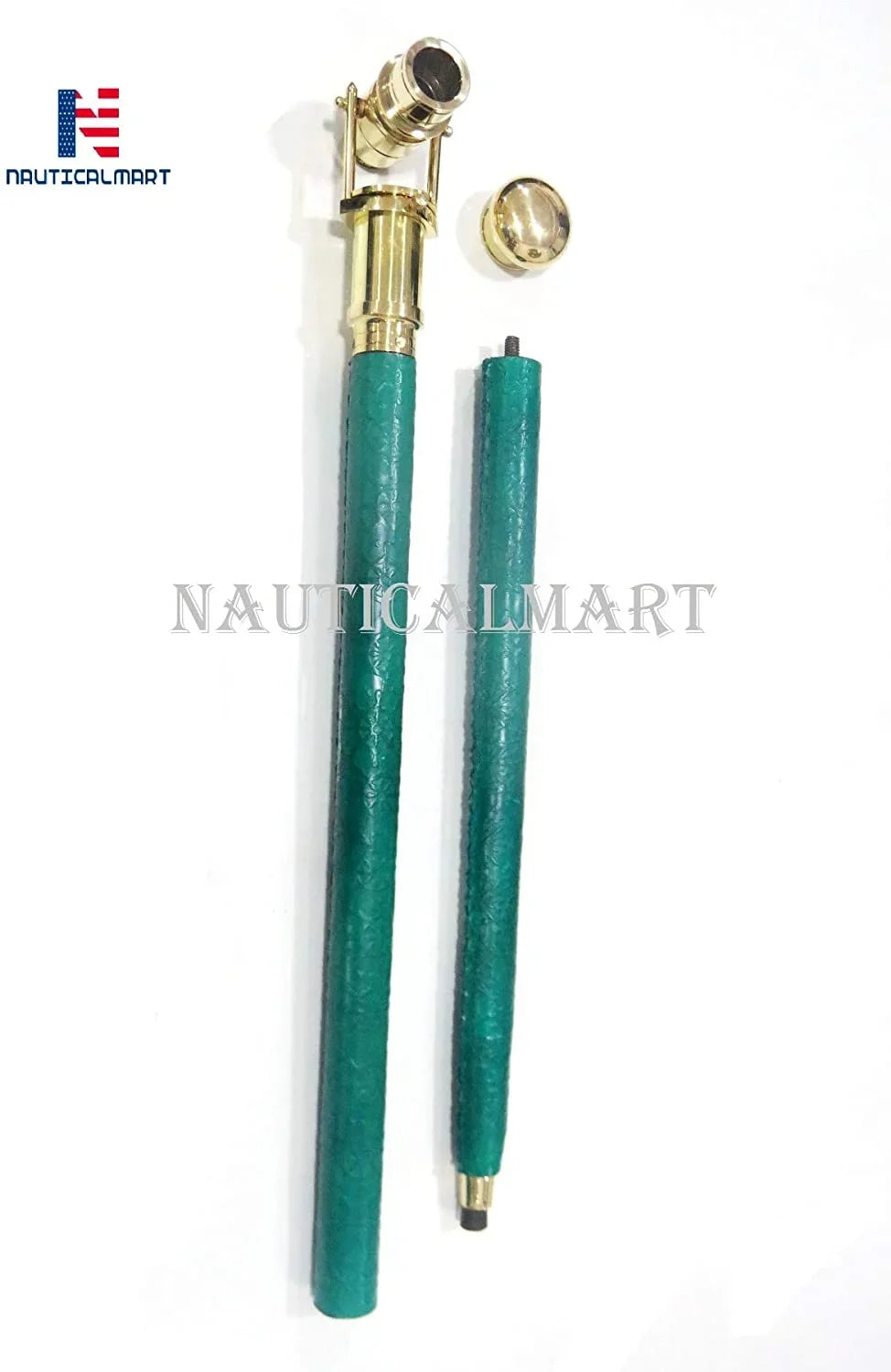 Nautical Collectible Brass Telescope Sizepyglass Walking Sizetick Head Foldable Cane Marine Prop