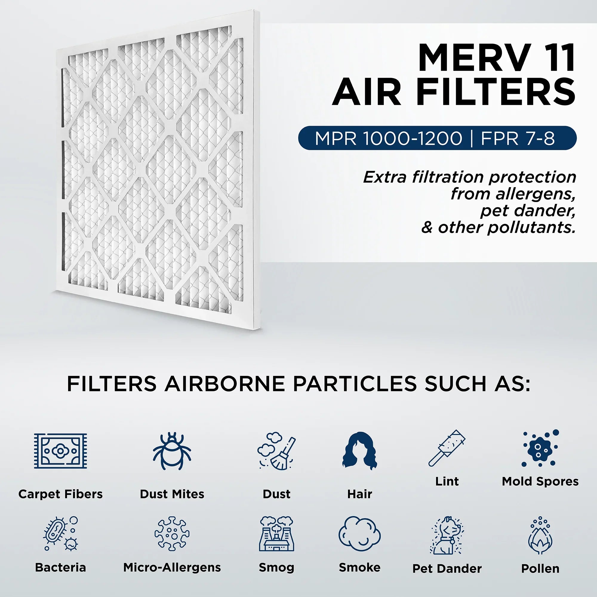 12x24x2 MERV 11, MPR 1000 Pleated AC Furnace 2" Air Filters by Pamlico. Case of 12. Actual Sizeize: 11-3/8 x 23-3/8 x 1-3/4