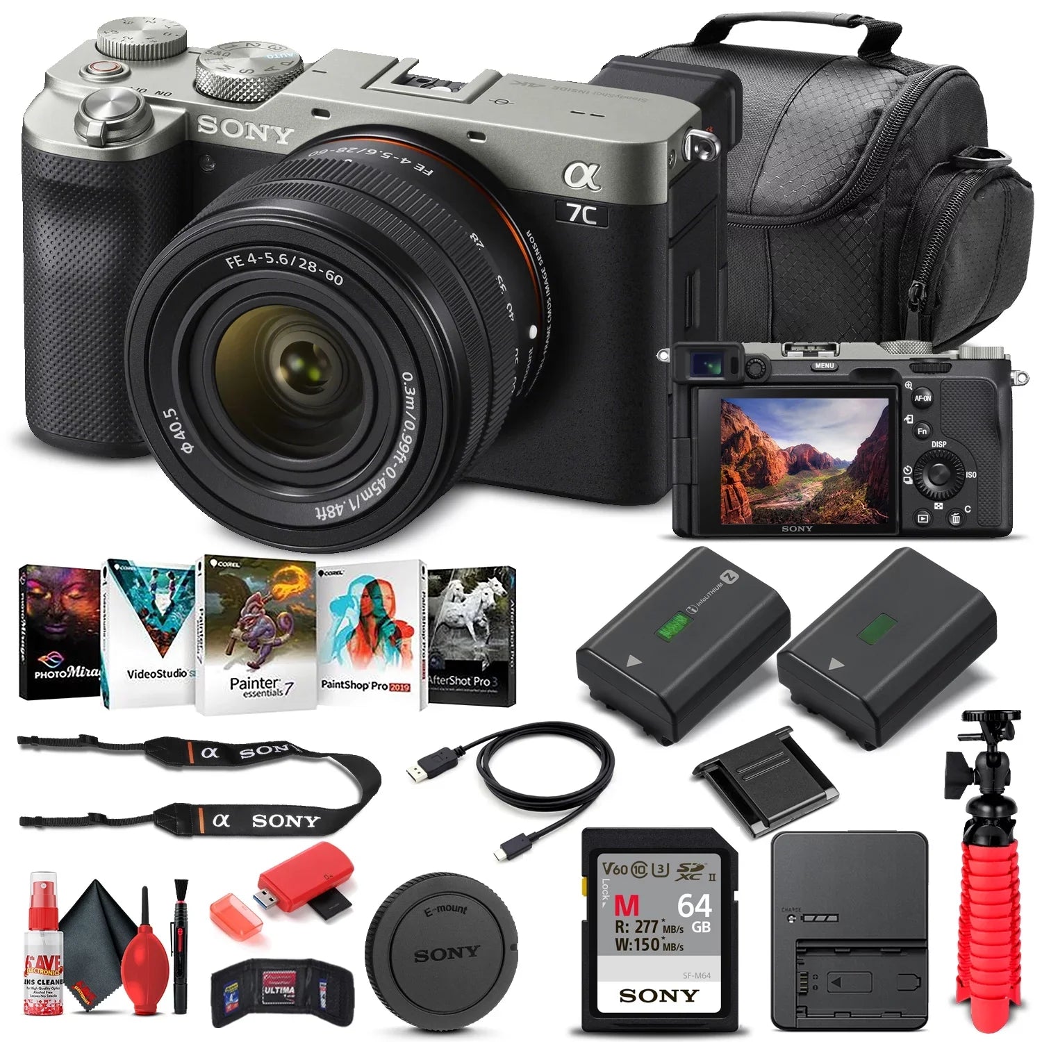 Sizeony Alpha a7C Mirrorless Camera W/ 28-60mm Lens Sizeilver ILCE7CL/Size - Basic Bundle