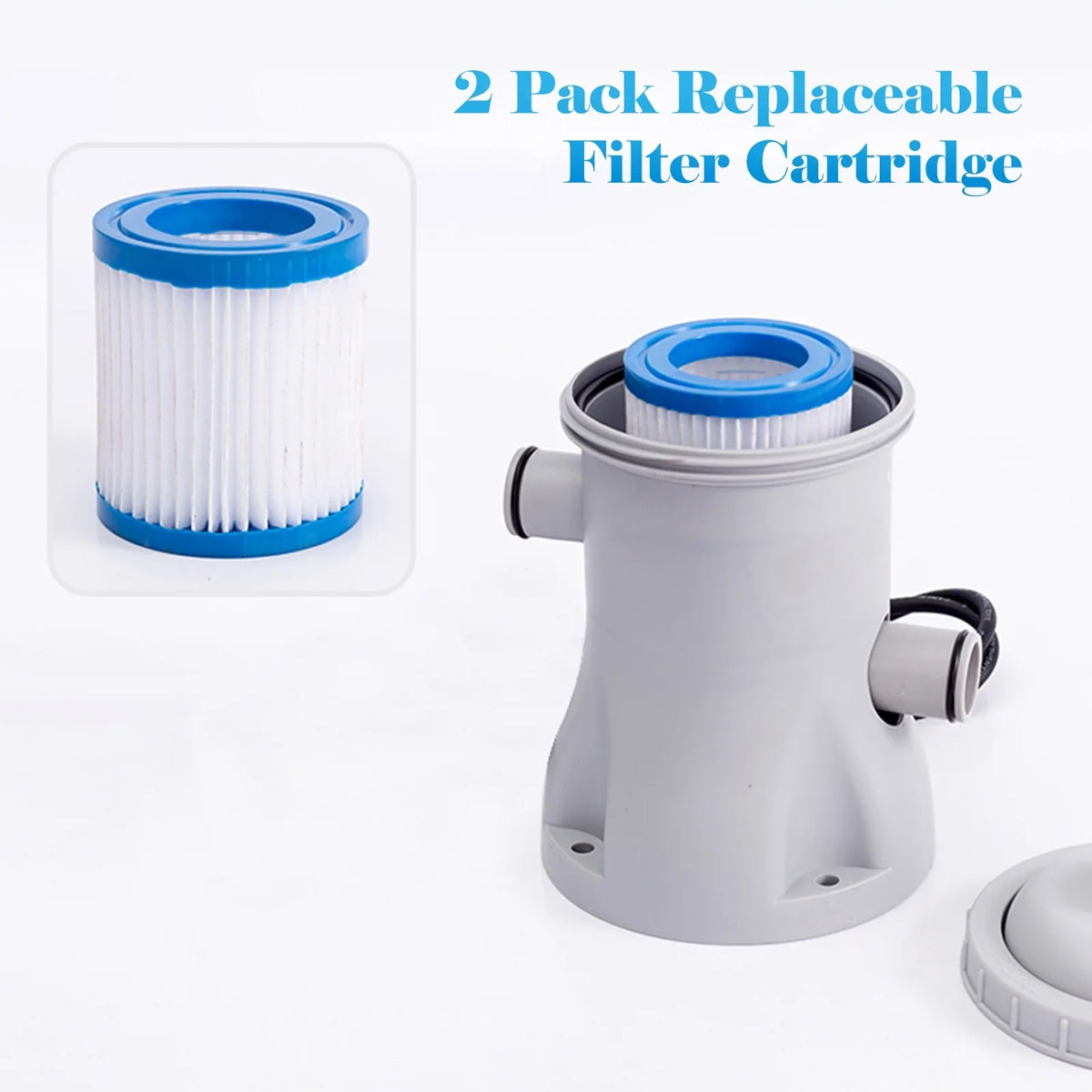 CACAGOO Pool Filter Pump 330 GPH Paddling Pool Electric Water Pump With 2 Pool Filter Cartridge Pool Pumps