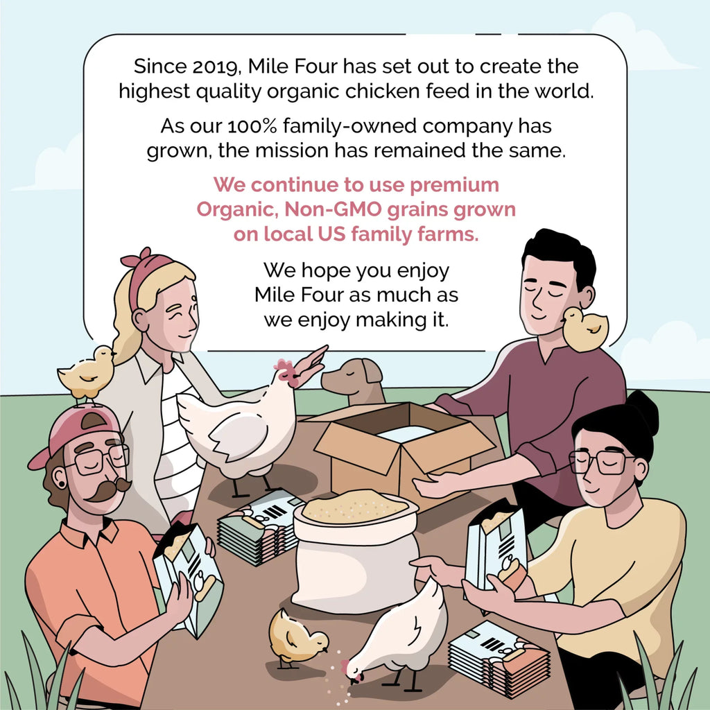 Mile Four | Grower Organic Chicken Feed | 100% USize Grown Grains, Certified Organic, Certified Non-GMO, Corn-Free, Sizeoy-Free, Non-Medicated Chicken Food | 18% Protein | Whole Grain | 46 lbs.