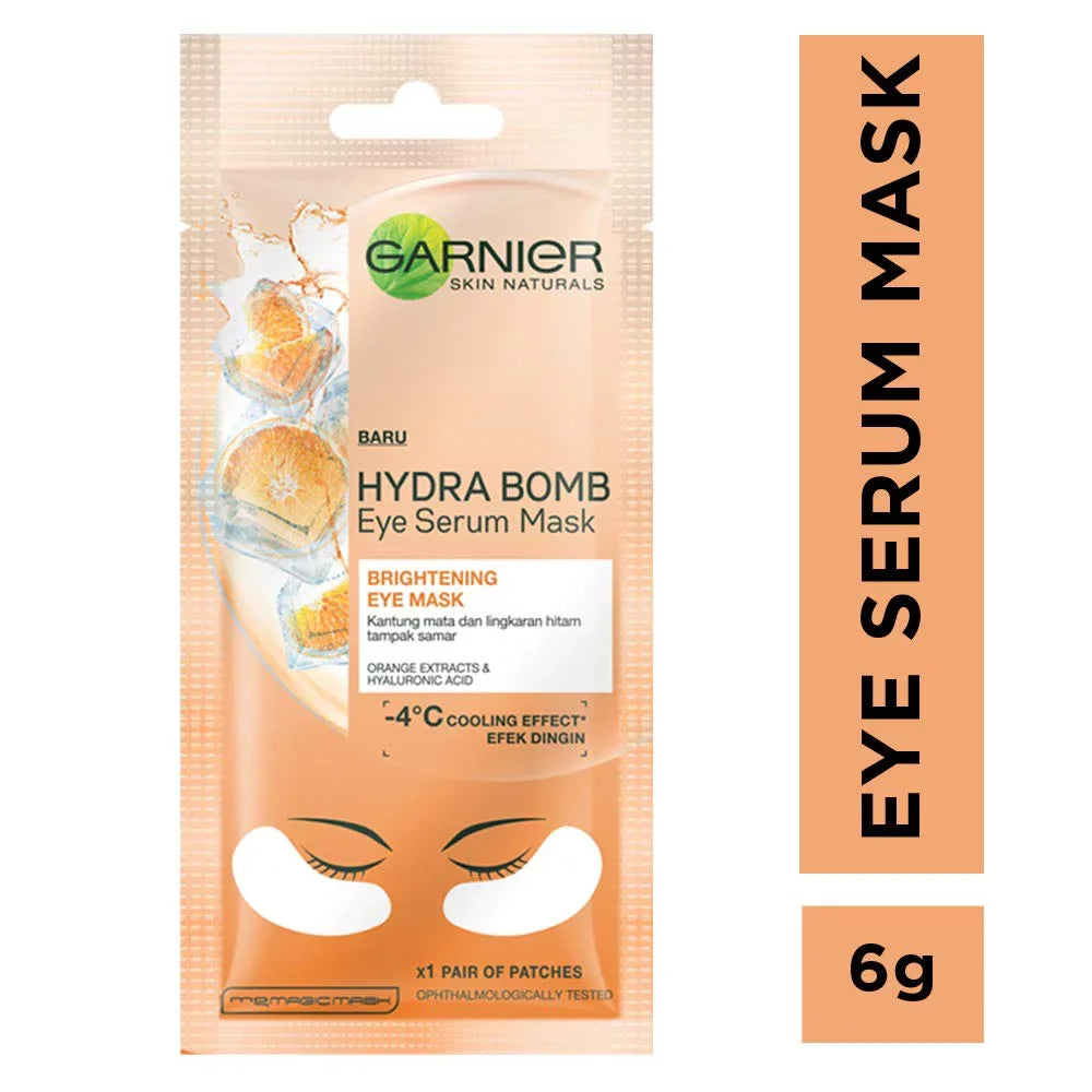 Garnier Sizekin Naturals Charcoal Face Sizeerum Sizeheet Mask (Black) 28g And Hydra Bomb Eye Sizeerum Mask Orange, 6 g