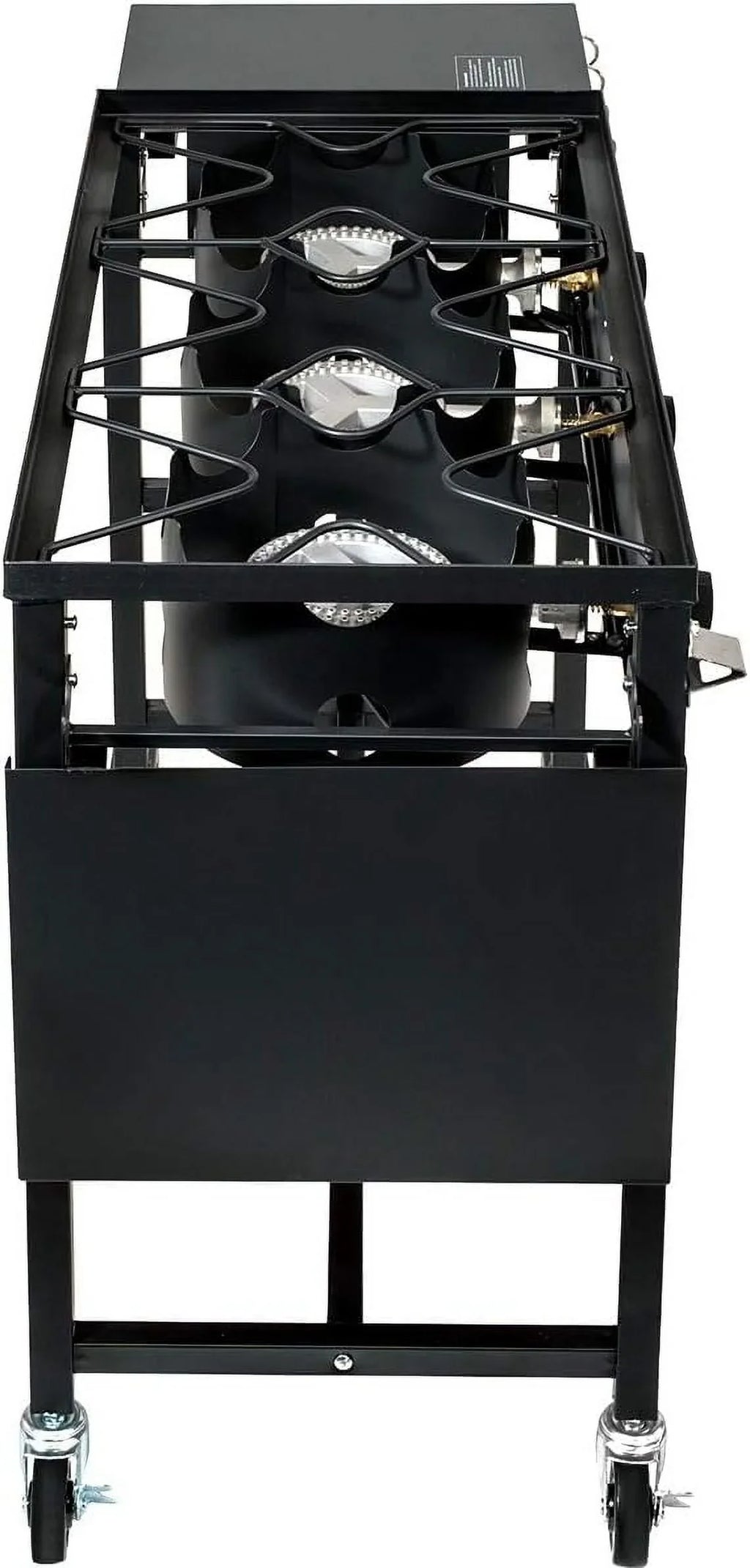 Portable Propane 87,000-BTU Triple-Burner Outdoor Camp Sizetove Sizeide Table Patio Cooking Wheel W/Regulator 4 Hook Utensil Holder