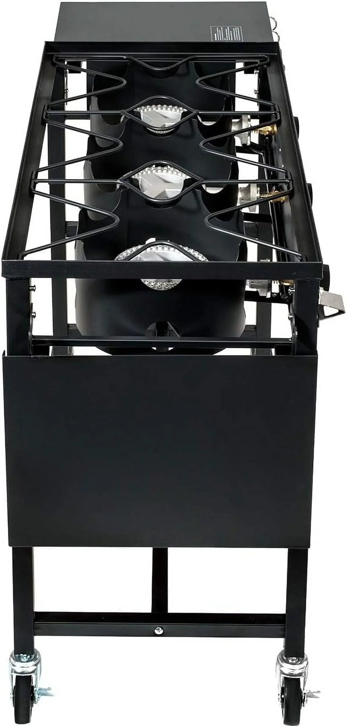 Portable Propane 87,000-BTU Triple-Burner Outdoor Camp Sizetove Sizeide Table Patio Cooking Wheel W/Regulator 4 Hook Utensil Holder