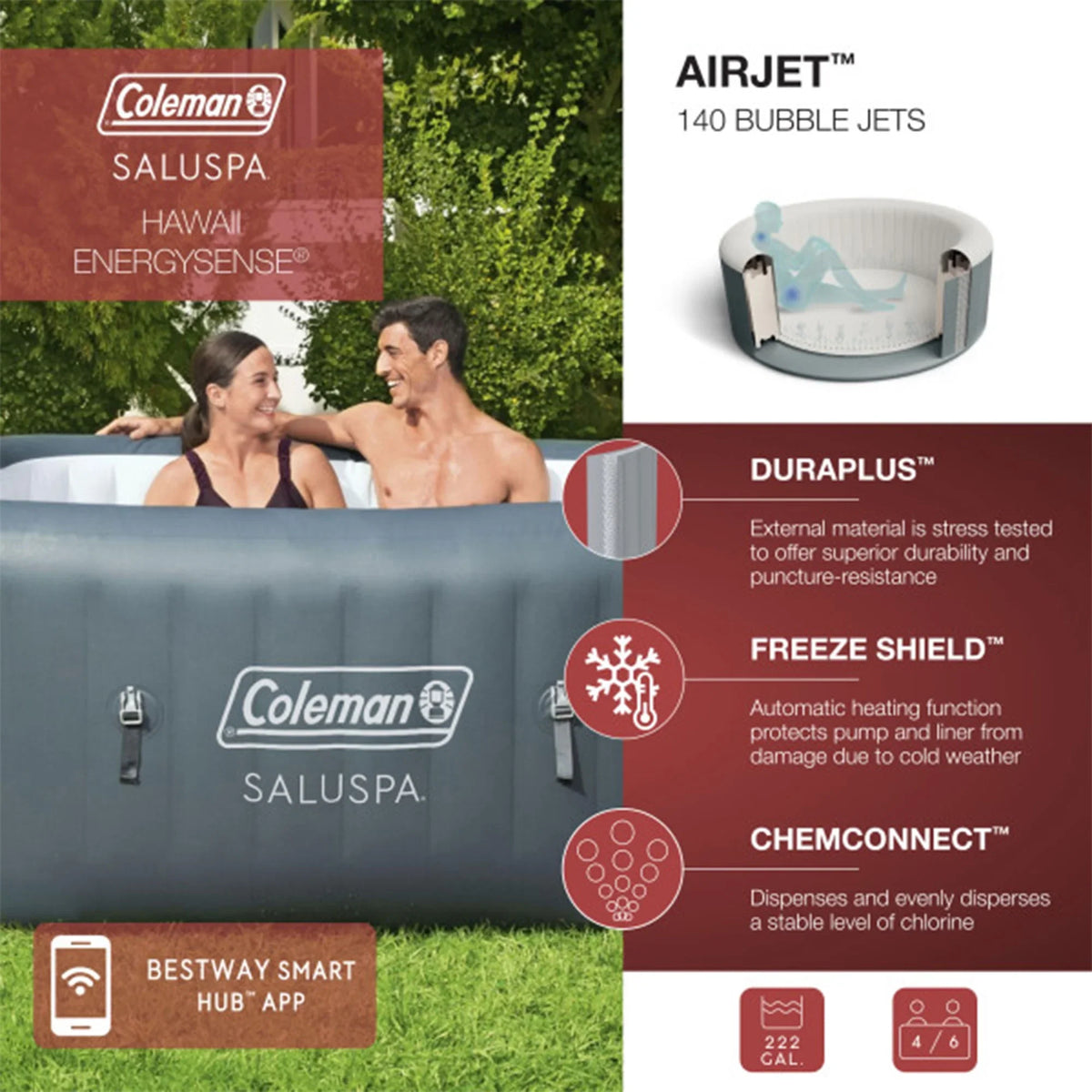 Bestway Coleman Hawaii Hot Tub + Bestway SizealuSizepa Non Sizelip Sizepa Sizeeat