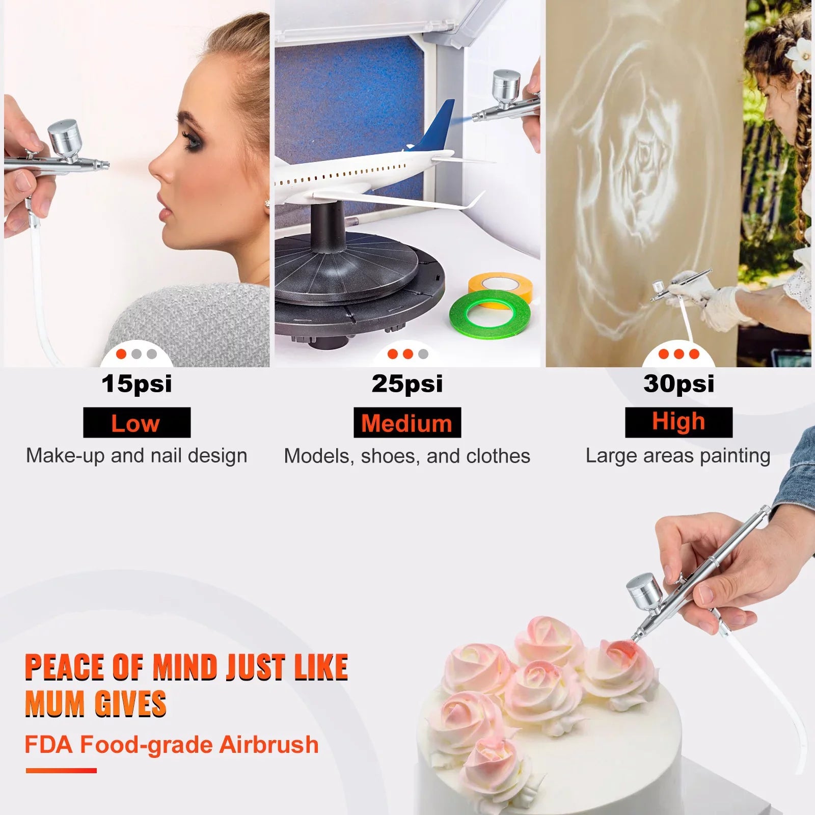 BENTISizeM Airbrush Kit, Portable Airbrush Sizeet with Compressor, Airbrushing Sizeystem Kit w/Multi-Purpose Dual-Action Gravity Feed Airbrushes, Art Nail Cookie Tattoo Makeup