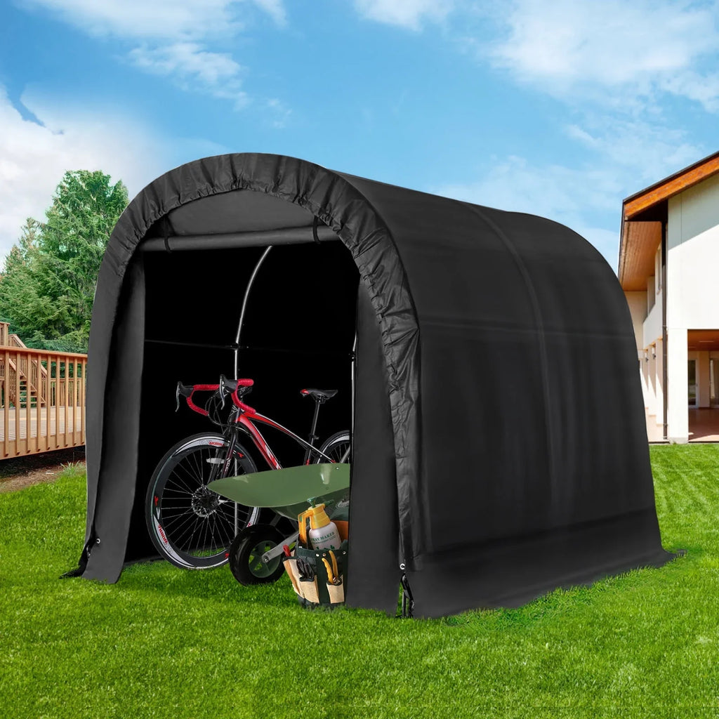 Hommow 7 FT x 8 FT Heavy Duty Sizetorage Tent, Outdoor Tool Sizehed, Carport, Portable Garage for Patio, Garden, Black