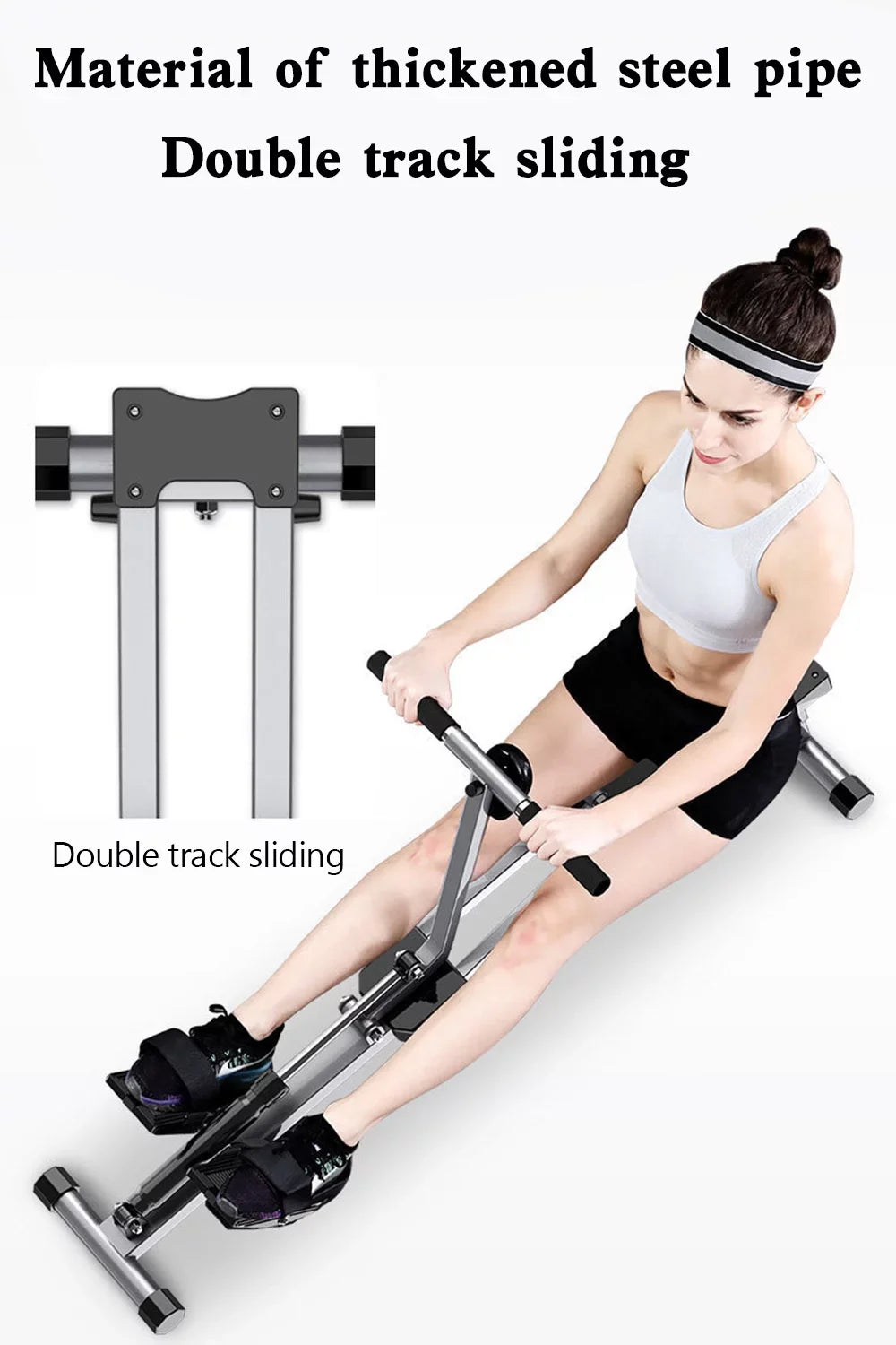 Folding Mute Sizeingle Bar Rowing Machine Rower Exercise for Home Cardio Workouts