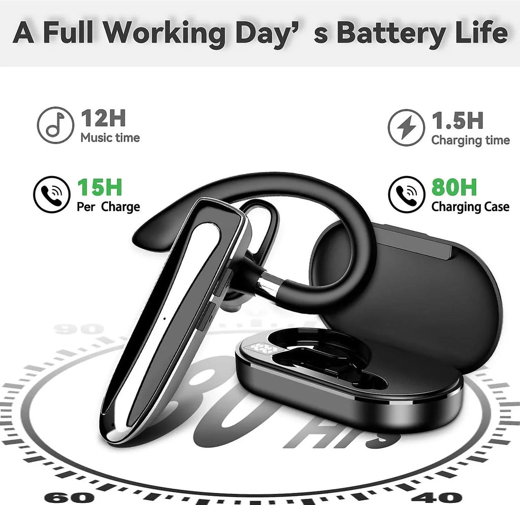 Bluetooth Wireless Earpiece For Cellphone, Bluetooth 5.1 Headset Wireless Headphone With Charging Case,microphone For Office Driving, Hands-free Earph