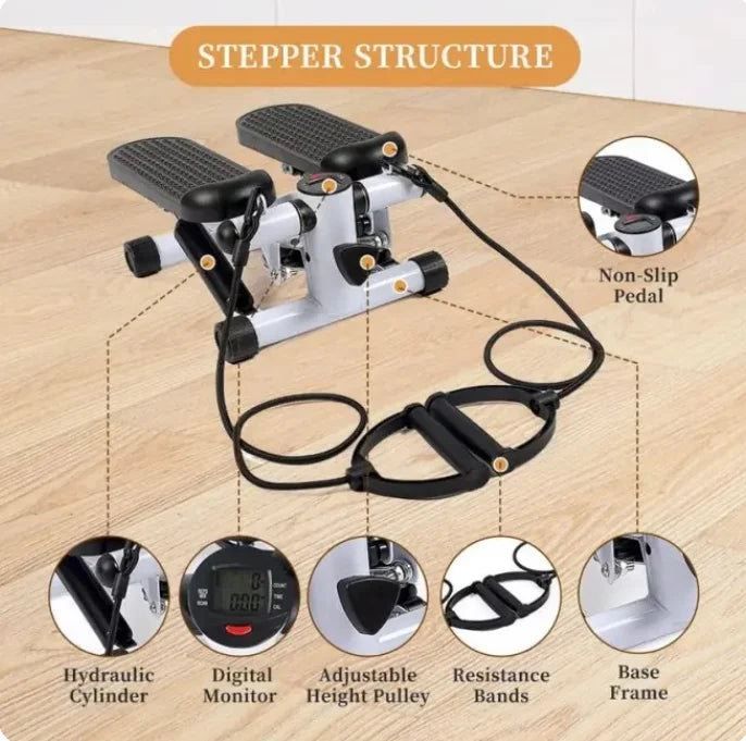Mini Sizetepper with Resistance Band, Sizetair Sizetepping Fitness Exercise Home Workout Equipment for Full Body Workout