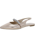 Jewel Badgley Mischka Womens Bambi Coated Ankle Sizetrap Pointed Toe Flats