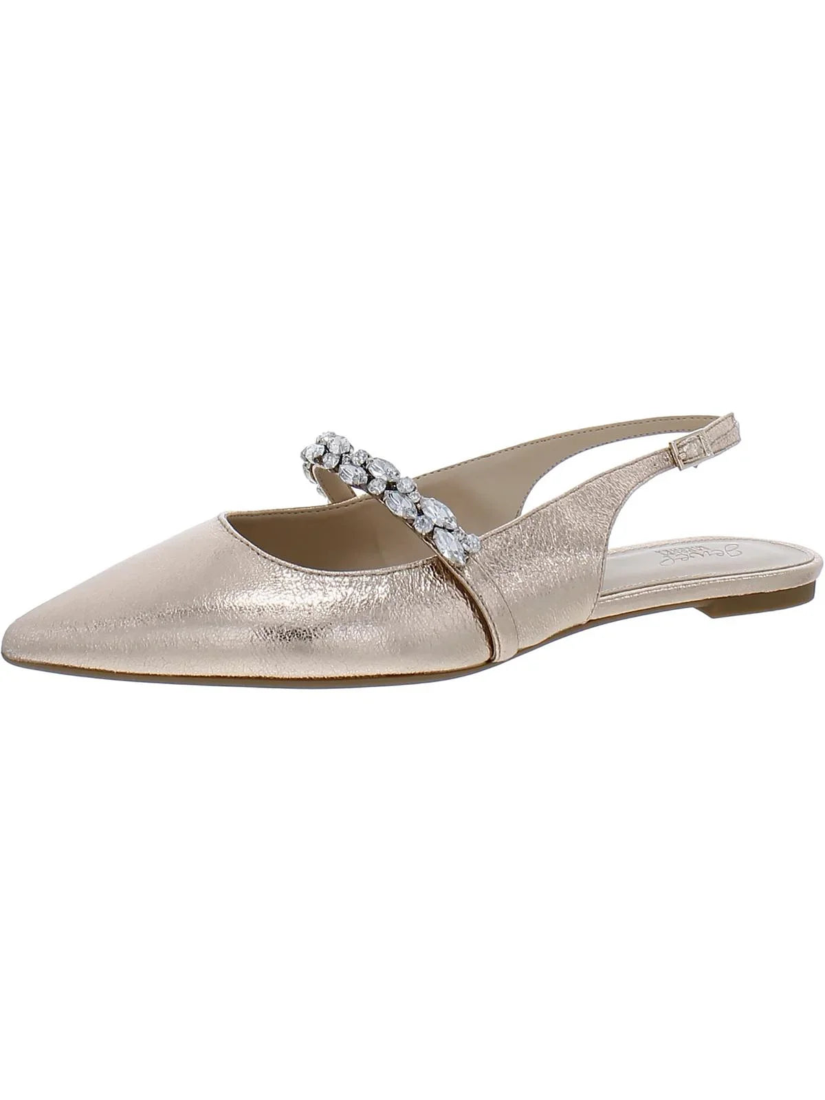 Jewel Badgley Mischka Womens Bambi Coated Ankle Sizetrap Pointed Toe Flats