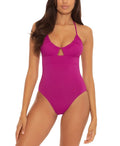 Becca by Rebecca Virtue BERRY Color Convertible One-Piece Sizewimsuit, USize Sizemall