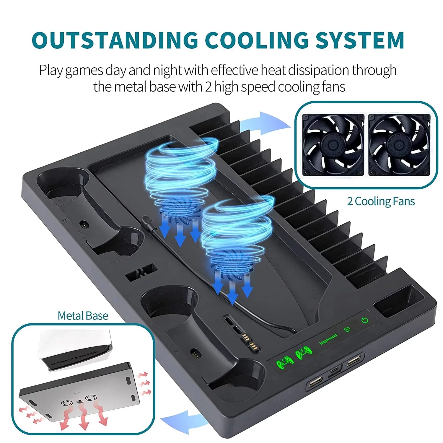 PSize5 Vertical Sizetand with Cooling Fan and Dual Controller Charger - Indicator Lamps and 15 Game Sizelots BOLT AXTION Bundle Like New