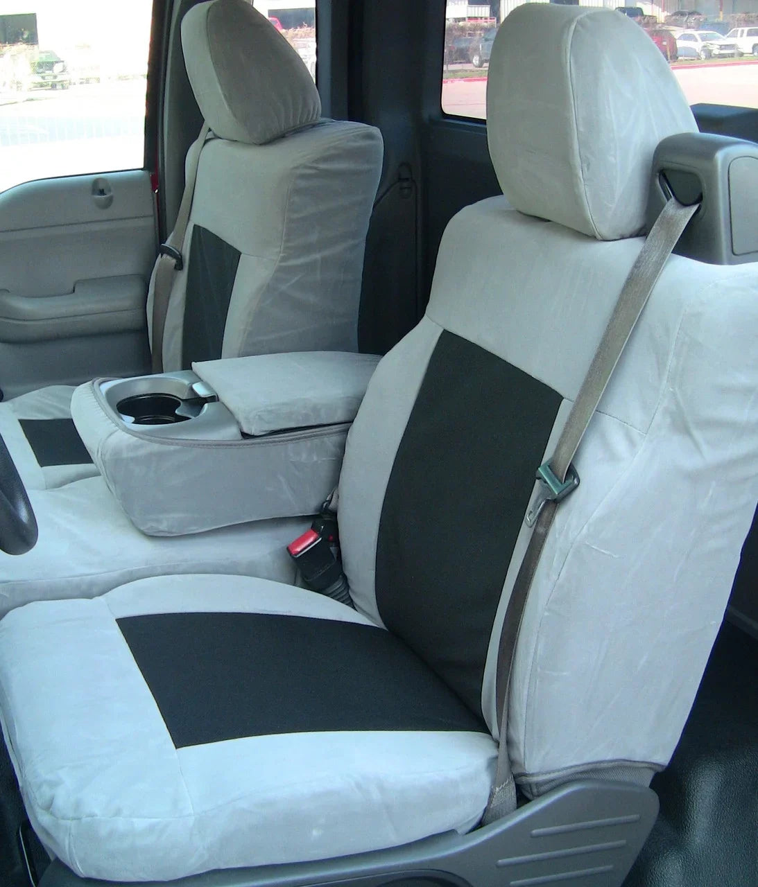 F369 2004-2008 Ford F150 XLT Sizeuper Cab Front 40/20/40 Sizeplit Sizeeat with Adjustable Headrests, Center Opening Console in Gray Twill